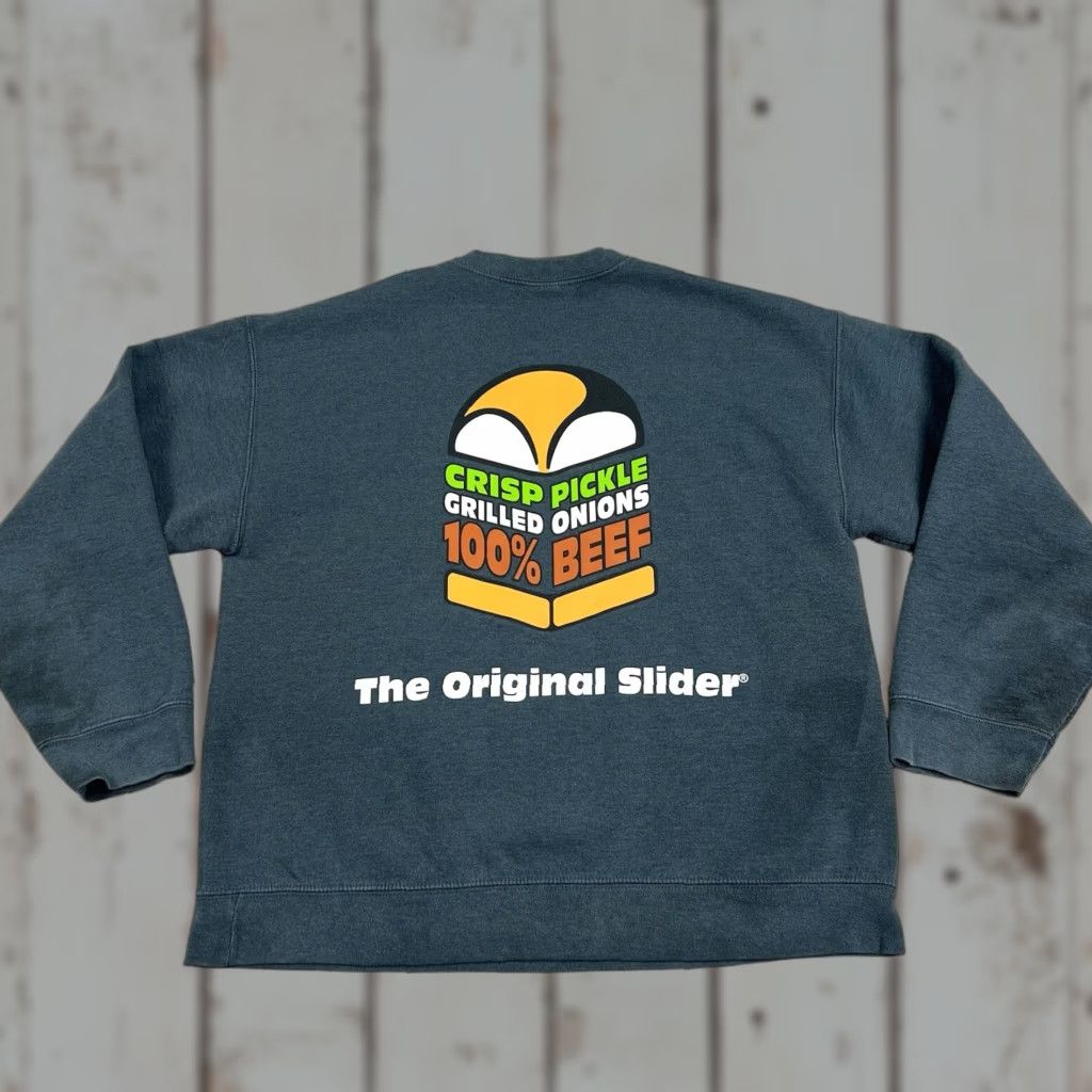 Gildan VINTAGE Gildan Sweatshirt Men Large Gray White Castle Retro Y2K Logo Graphic Print Stains Size US L / EU 52-54 / 3 - 1 Thumbnail