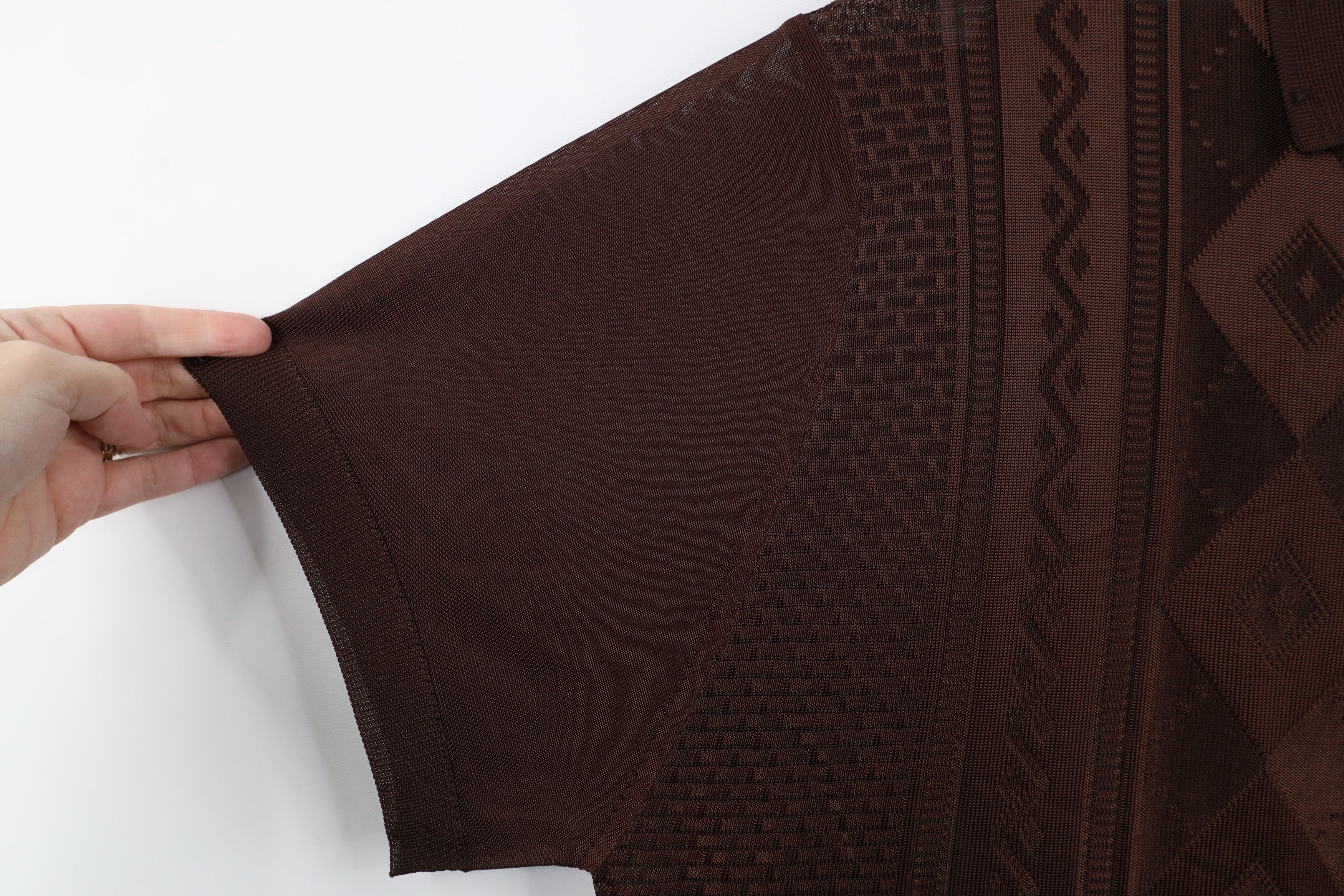 Vintage Vintage 90s Coogi Style Geometric Collared Polo Shirt Brown Size US XXL / EU 58 / 5 - 6 Thumbnail