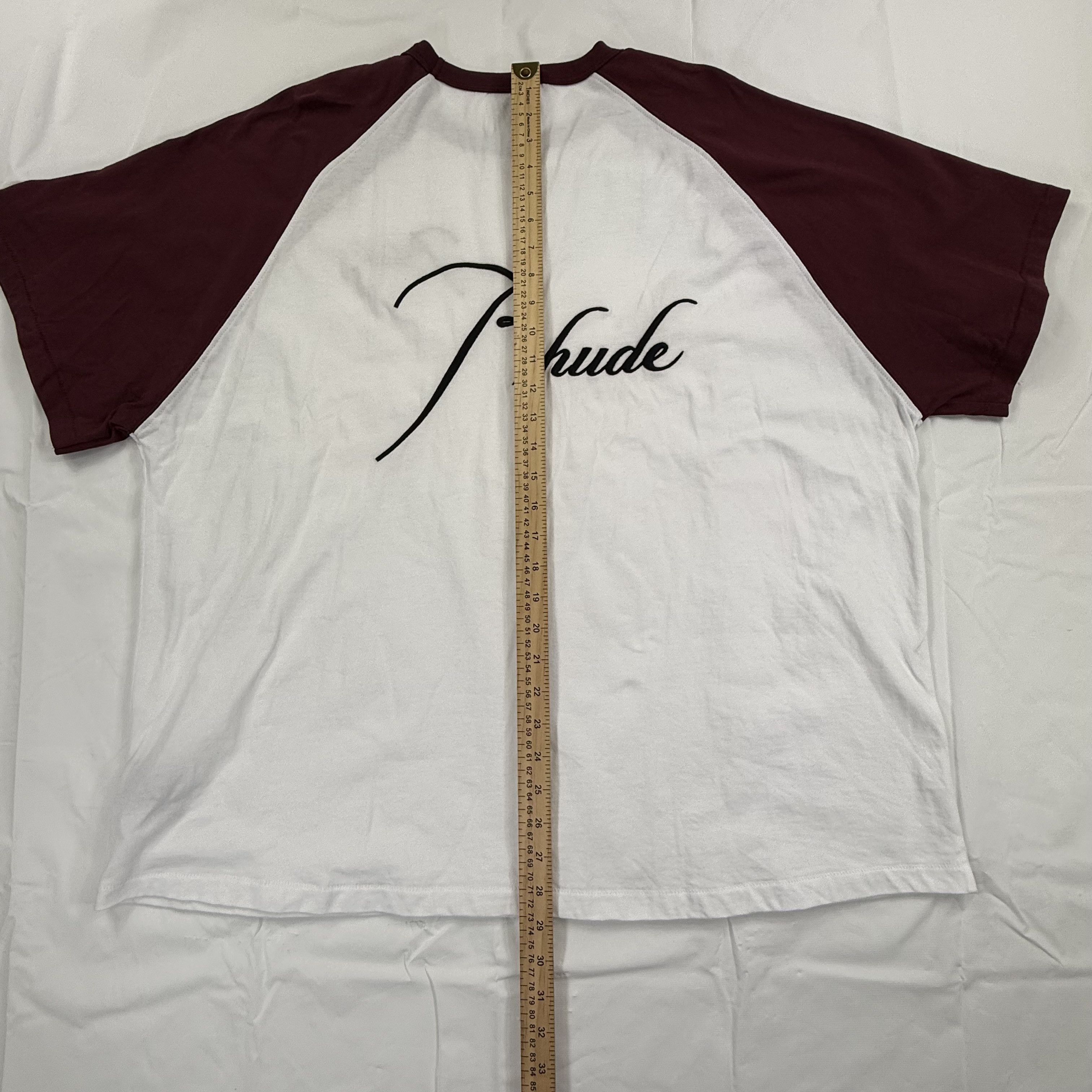 Rhude Rhude Mens Raglan Shirt White Burgundy XL Short Sleeve Size US XL / EU 56 / 4 - 7 Thumbnail