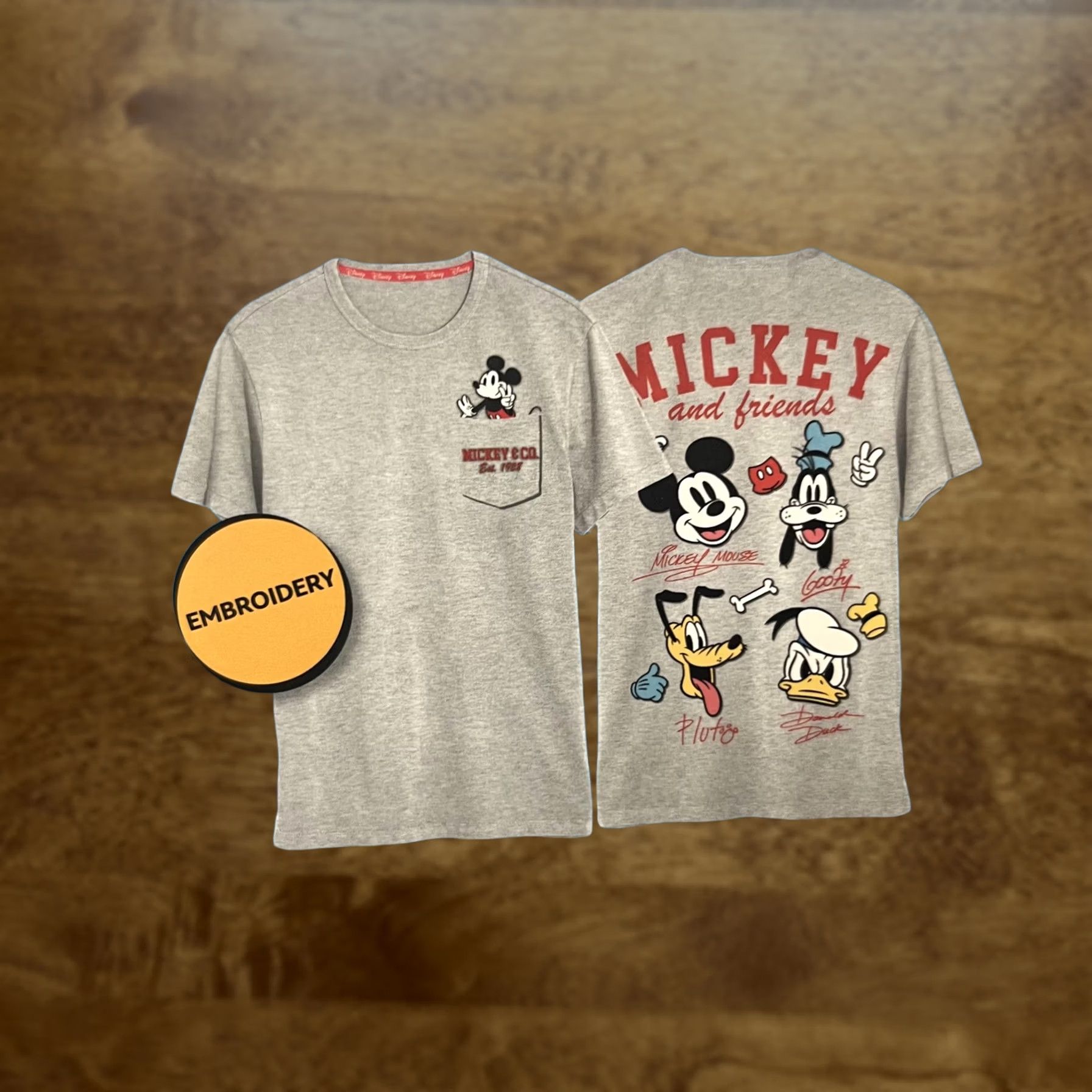 Disney Disney Mickey & Friends Shirt Mens XS Gray Pocket Graphic Tee T-Shirt Cartoon Size US XS / EU 42 / 0 - 1 Thumbnail