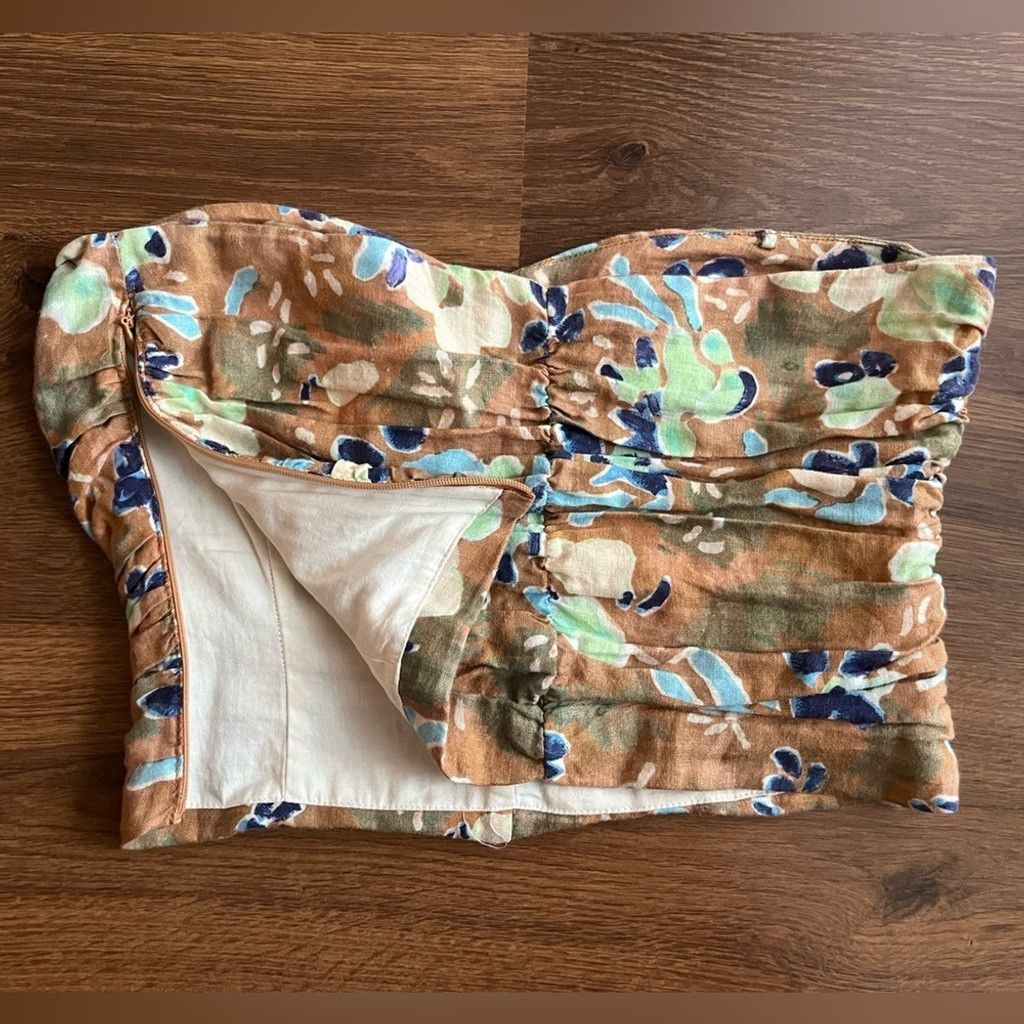Aritzia Brown Floral Print Linen/Lin Fatale Camisole Tube Top Size XS / US 0-2 / IT 36-38 - 5 Thumbnail
