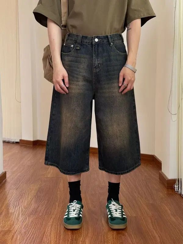 VIBE Blue washed vintage distressed denim shorts y2k Size US 32 / EU 48 - 3 Thumbnail