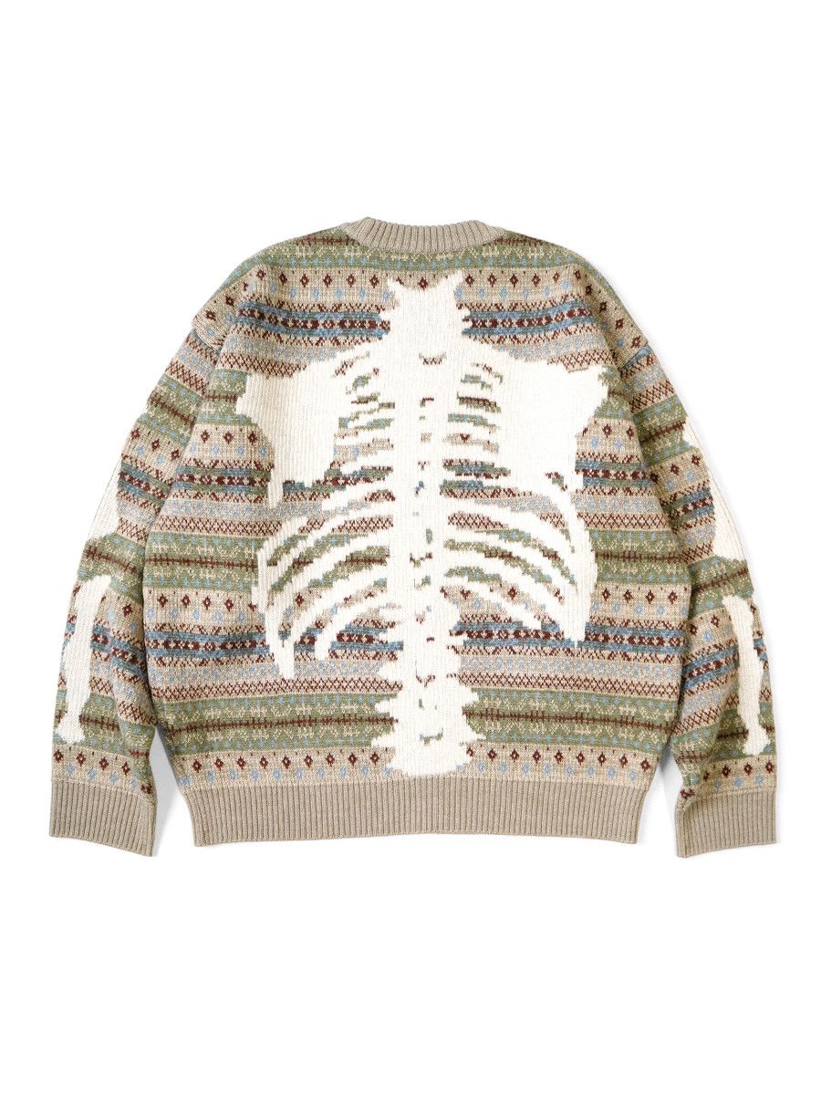 image of Kapital 7G Wool Fair Isle Bone Crew Sweater in Sax, Men's (Size Small)