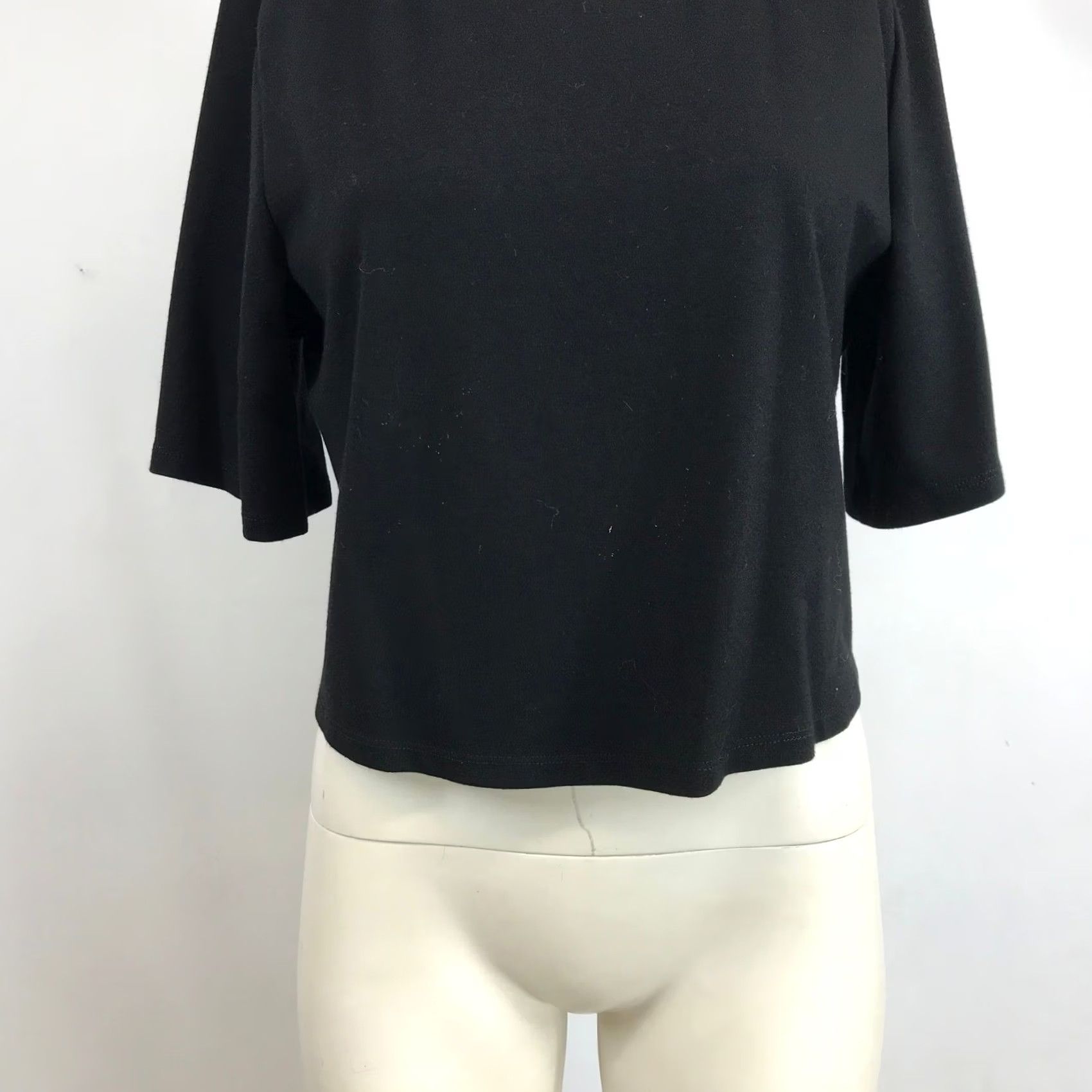 Vintage Ripley Rader Black Ponte Knit Cropped Top Elbow Sleeve Made in LA Womens 1X Cropped Sleeve T-Shirt Office Wear Size XL / US 12-14 / IT 48-50 - 3 Thumbnail