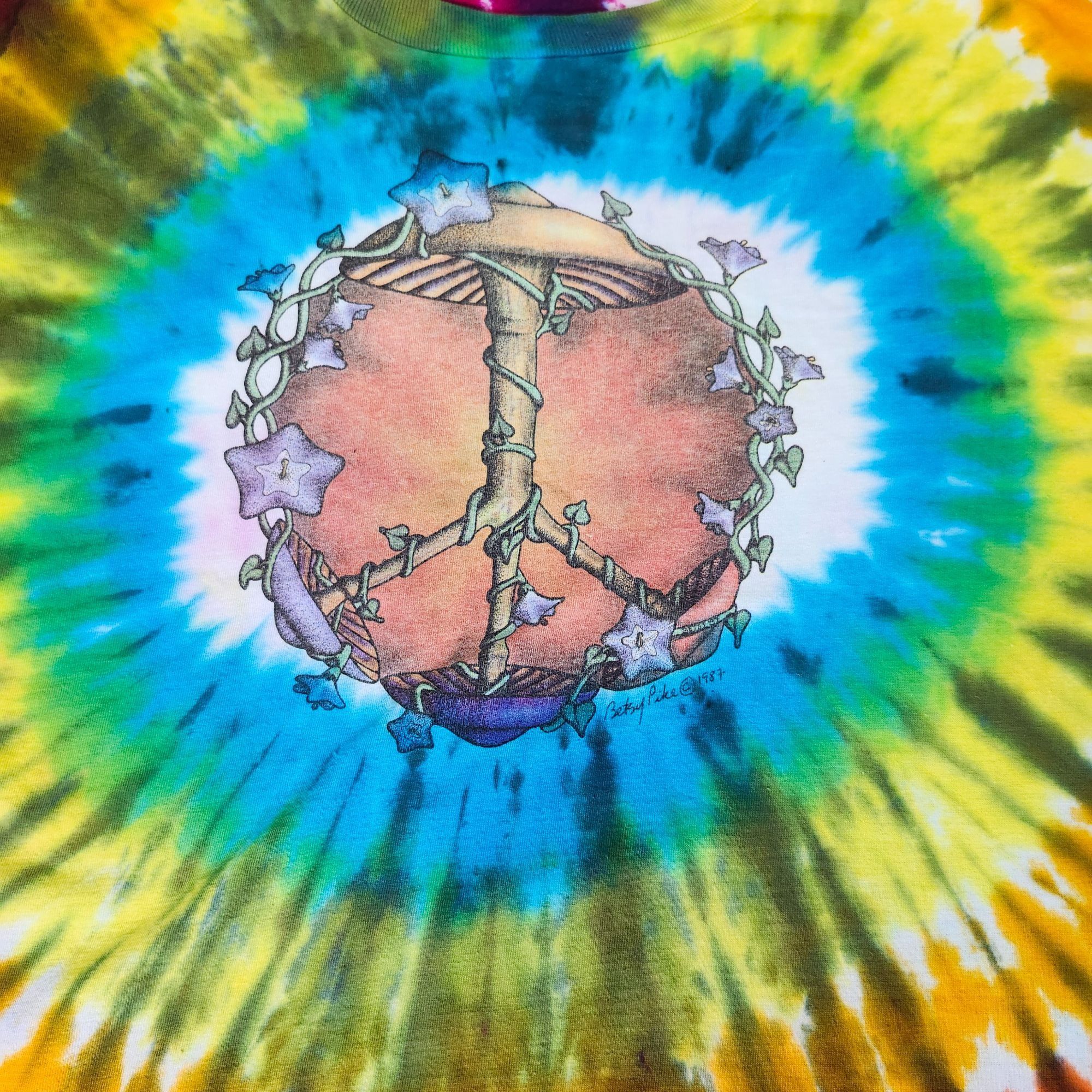 Vintage Vintage Hand-Crafted Tie-Dye T-Shirt Peace Sign Graphic XL M Size US XL / EU 56 / 4 - 2 Thumbnail