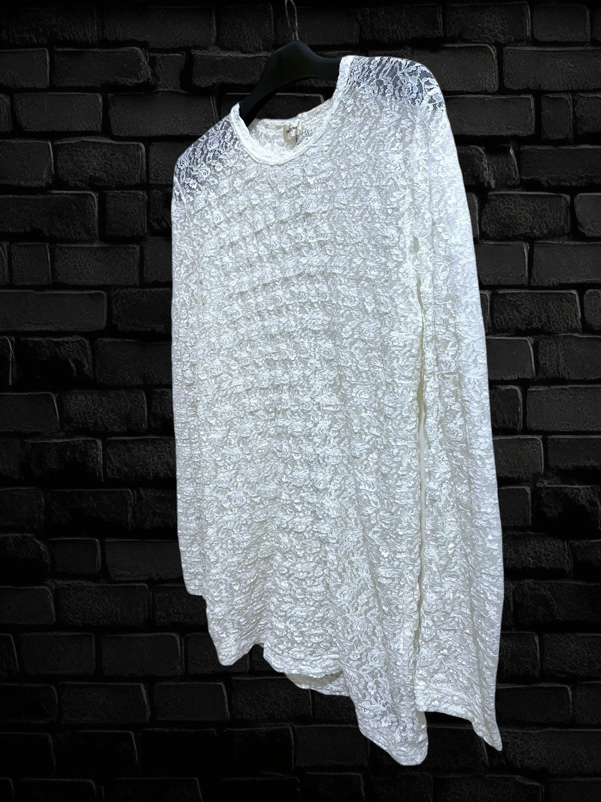 Comme des Garcons × Comme des Garcons Homme Plus 90s cdg white rose mesh net long sleeve top Size M / US 6-8 / IT 42-44 - 2 Thumbnail