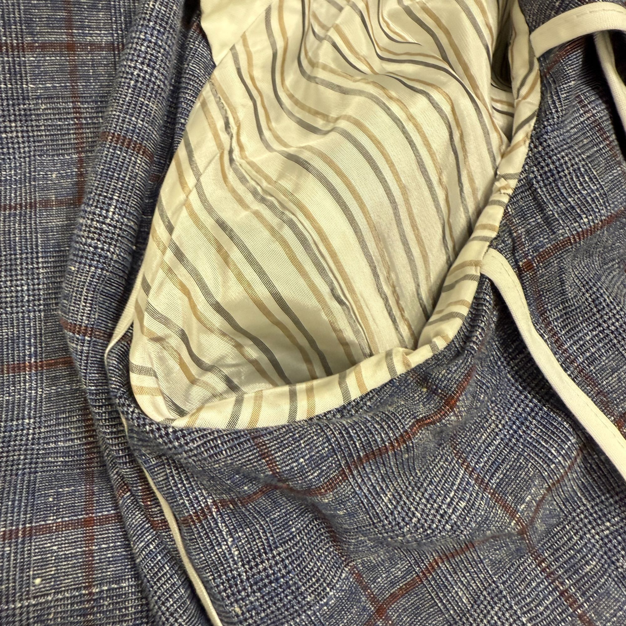 Hugo Boss Hugo Boss Slim-Fit Micro-Patterned Jacket Blue Checkered Lin Size US L / EU 52-54 / 3 - 14 Thumbnail