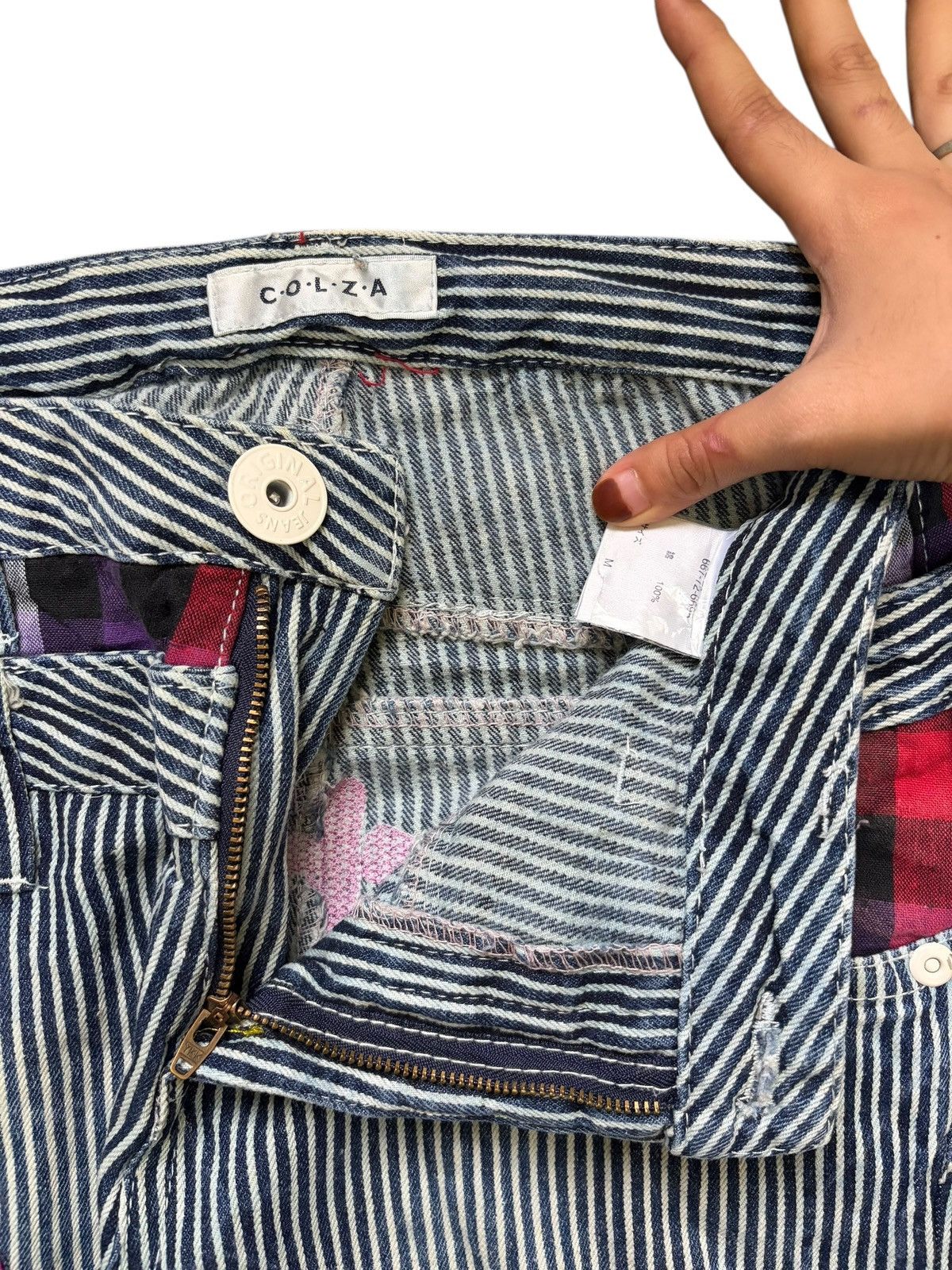 Issey Miyake Vintage Japanese Brand Double Waist Hickory Distress Jeans Size 29" - 5 Thumbnail