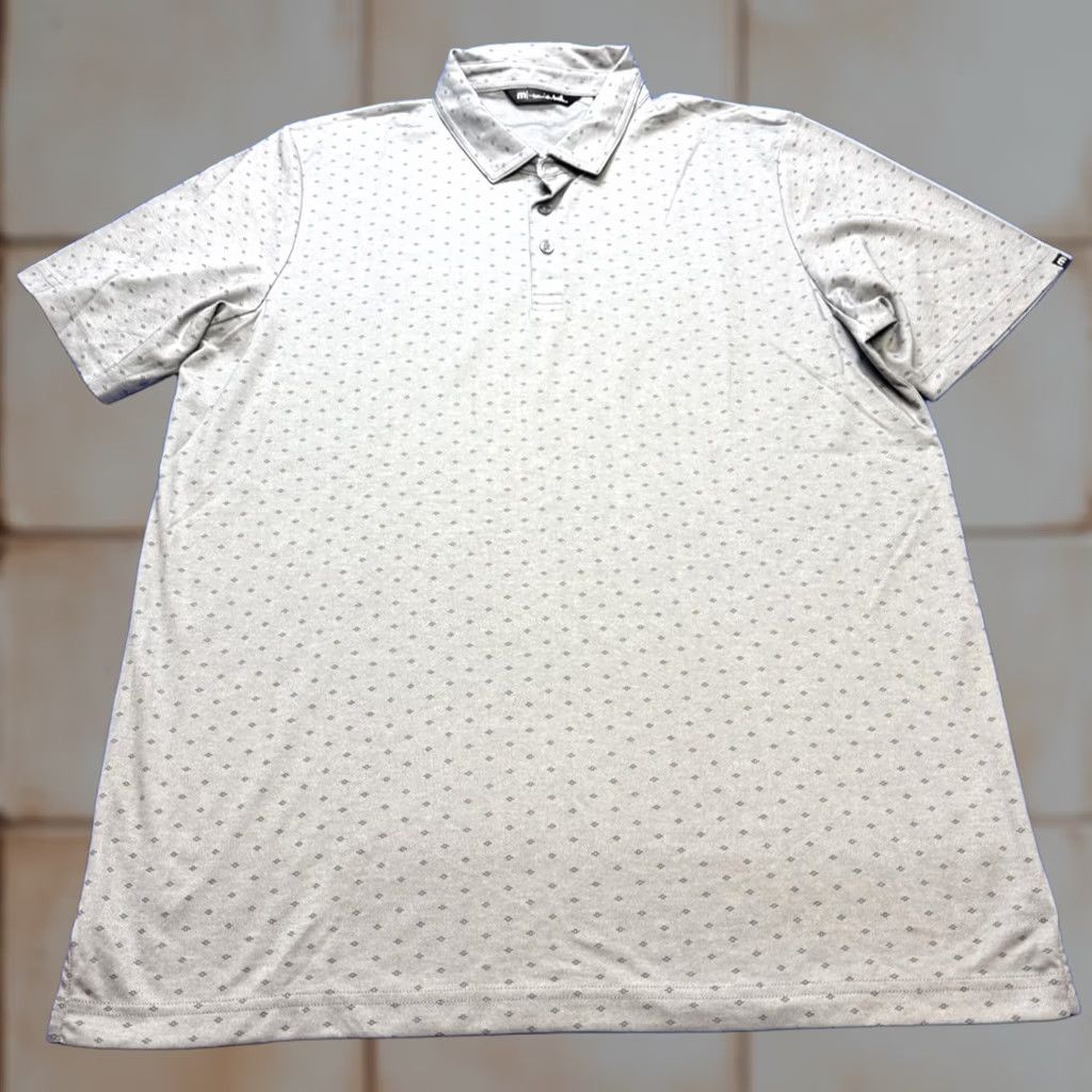 TravisMathew Travis Mathew Golf Shirt Mens 2XL Short Sleeve Geometric Gray Polo Logo Cotton Blend Athletic Regular Men Size US XXL / EU 58 / 5 - 1 Thumbnail