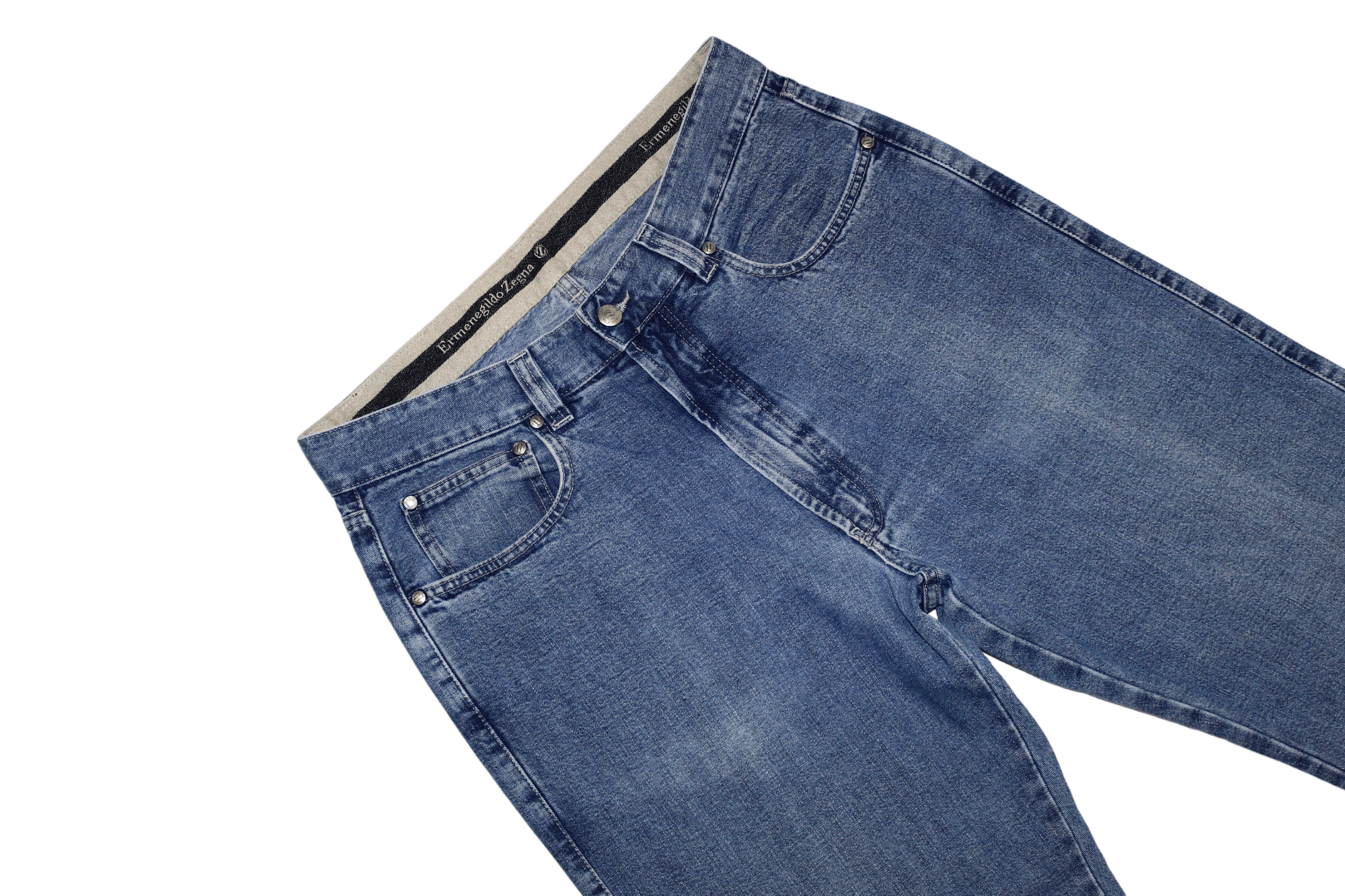 Ermenegildo Zegna Vintage Ermenegildo Zegna Blue Faded Denim Baggy Jeans Size US 31 - 4 Thumbnail