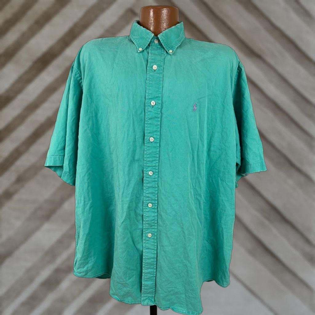 Ralph Lauren VINTAGE Ralph Lauren Shirt Mens 2XL Oversize Frays Holes Grunge Distressed Green Shirt Mens 2XL Oversize Grunge Distressed Green Size US XXL / EU 58 / 5 - 1 Thumbnail