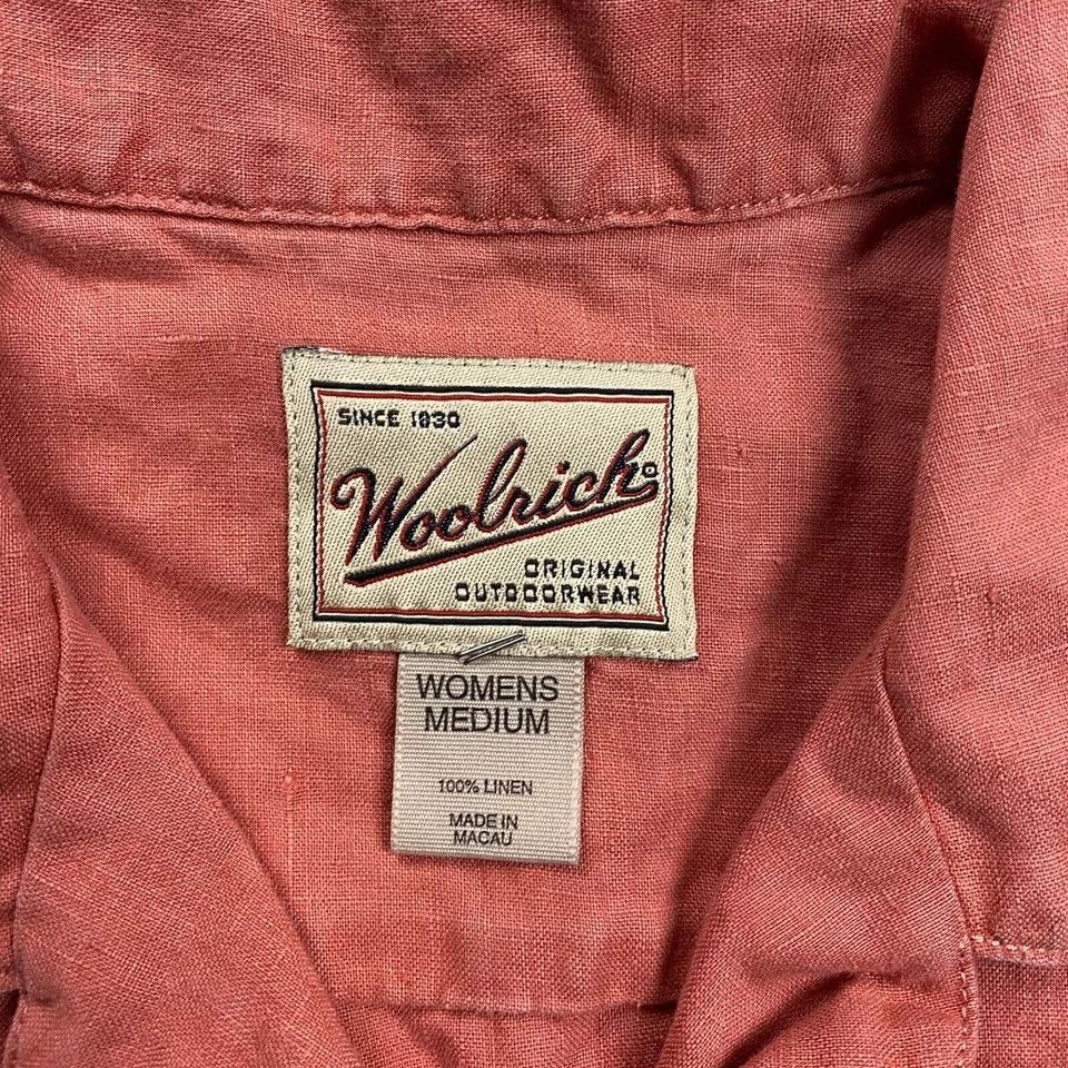 Other Woolrich Top Women's Medium Orange Button Up Short Sleeve Size M / US 6-8 / IT 42-44 - 3 Thumbnail