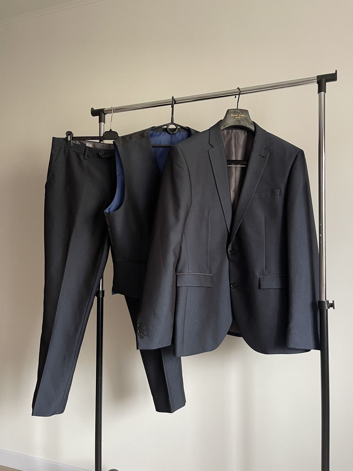 NEXT Classic suit next 44R blazer trousers vest gray dark blue Size 44R - 1 Thumbnail