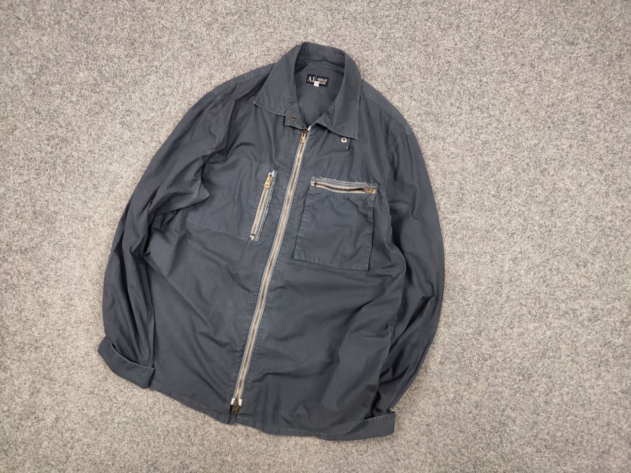 Armani Vintage Armani Jeans Pocket Zipper Light Faded Overshirt Y2K Size US L / EU 52-54 / 3 - 3 Thumbnail