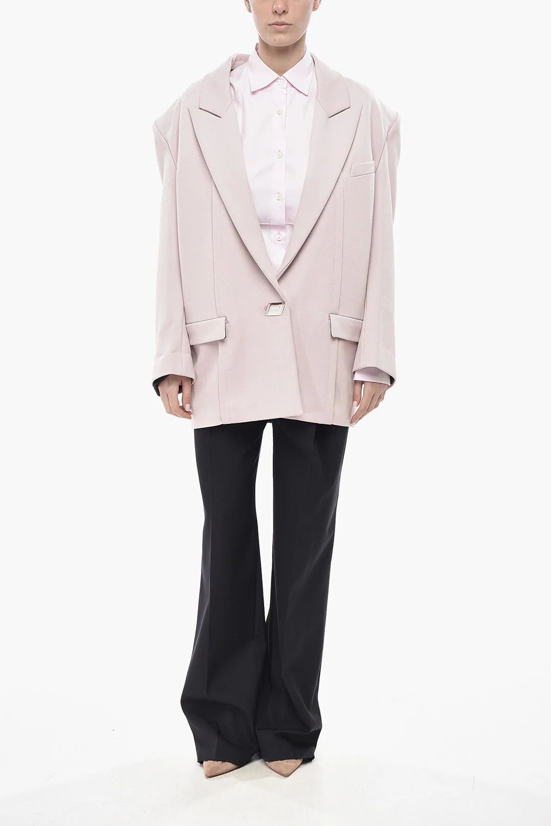 Athleta og1mm0426 Oversized Wool-Blend Blazer in Pink Size XS / US 0-2 / IT 36-38 - 4 Thumbnail
