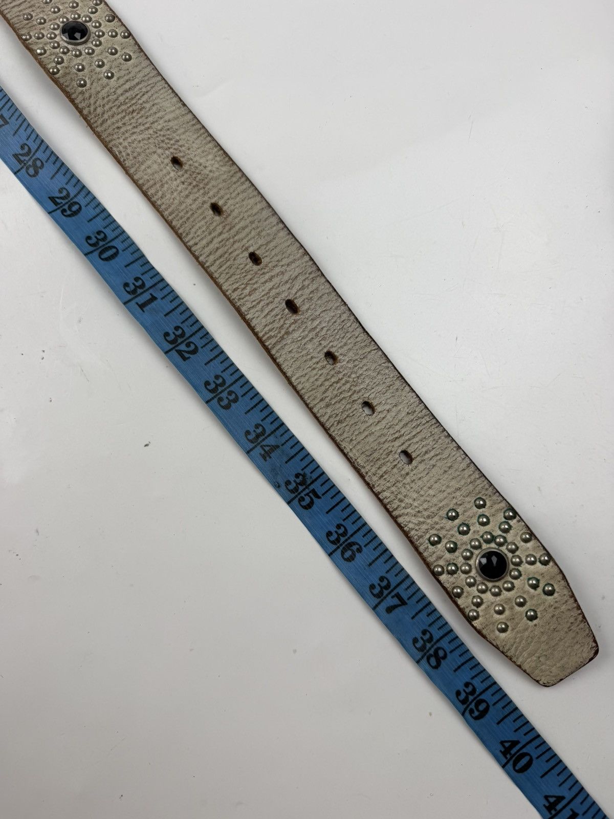 Japanese Brand distressed studded leather belt tc54 Size 34 - 5 Thumbnail