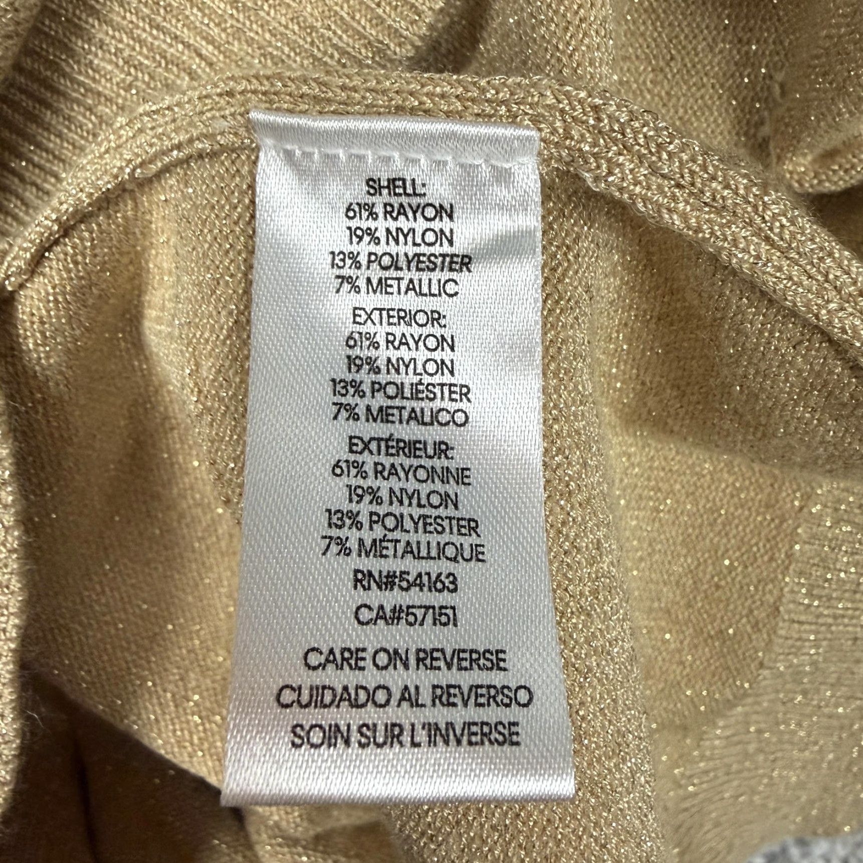 Calvin Klein Calvin Klein Sweater Womens XL Gold Metallic Mock Neck Button Shoulder Pullover Knit Lightweight Casual Size XL / US 12-14 / IT 48-50 - 7 Thumbnail