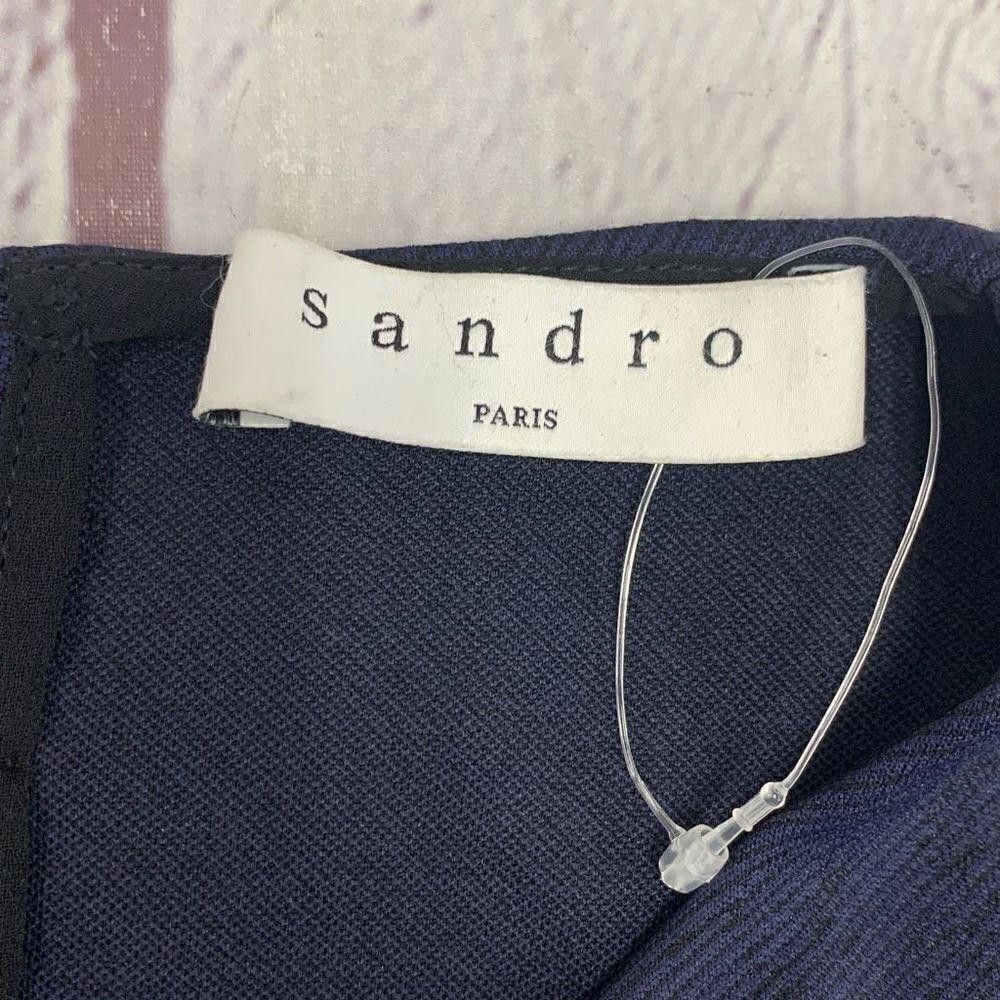 Sandro Sandro Paris Navy Floral Lace Back Midi Long Sleeve Dress Size S / US 4 / IT 40 - 4 Thumbnail