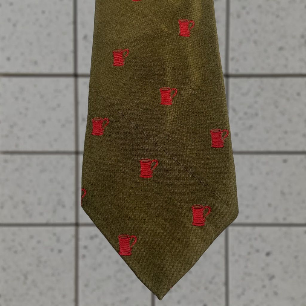 Etro VINTAGE Silk Tie 3x55 Green Red Coffee Mug Pattern Polka Dot Neck Tie Men One Size Adjustable Handmade Silk Vintage Designer Neckwear#> Size ONE SIZE - 1 Thumbnail