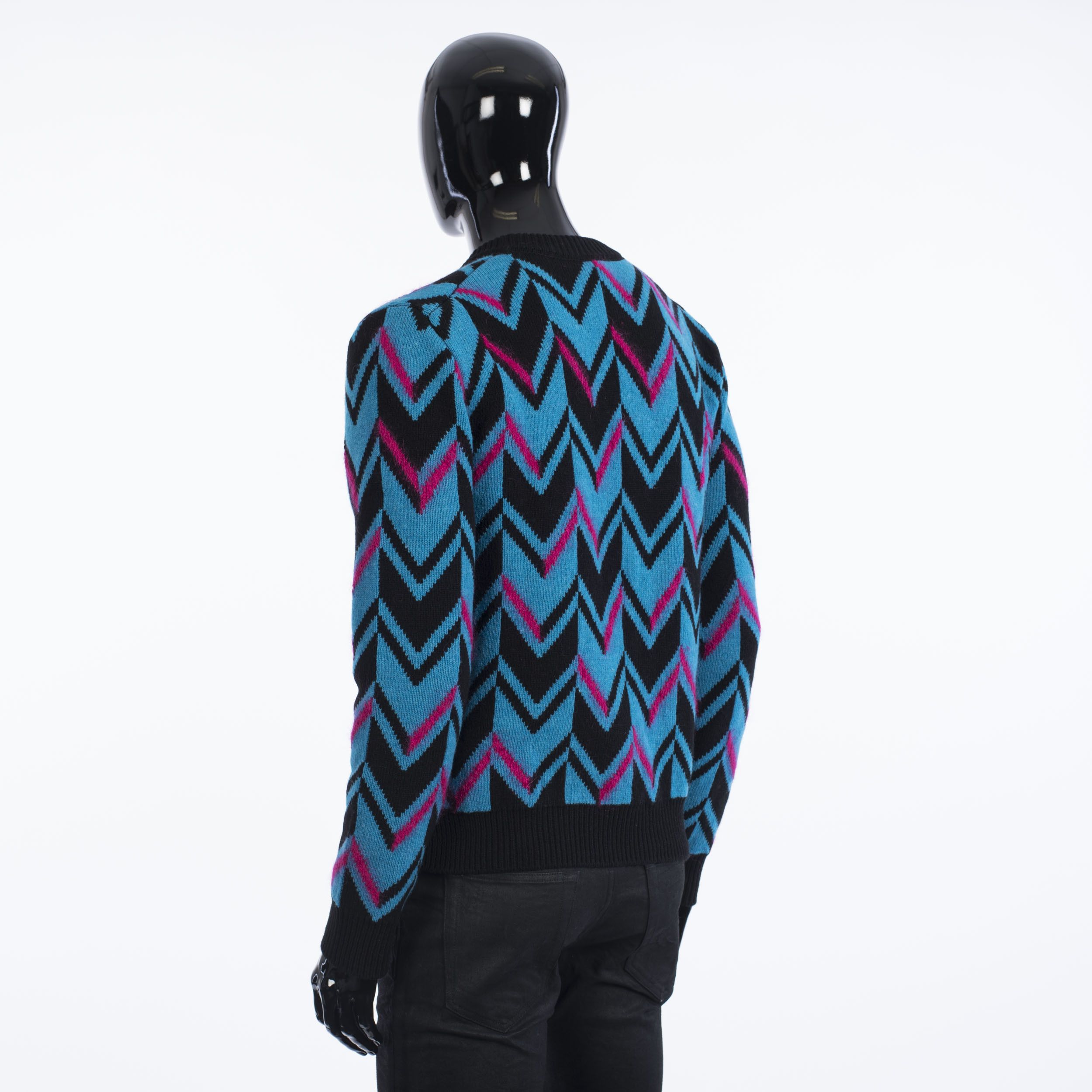 Herringbone Knit Sweater In Multi Color Wool & Mohair Blend