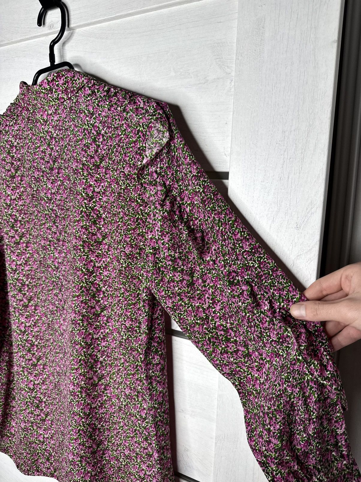 Max Mara Weekend Max Mara Silk Blouse Pink Floral Ruffle Sleeve Shirt Size M / US 6-8 / IT 42-44 - 15 Thumbnail