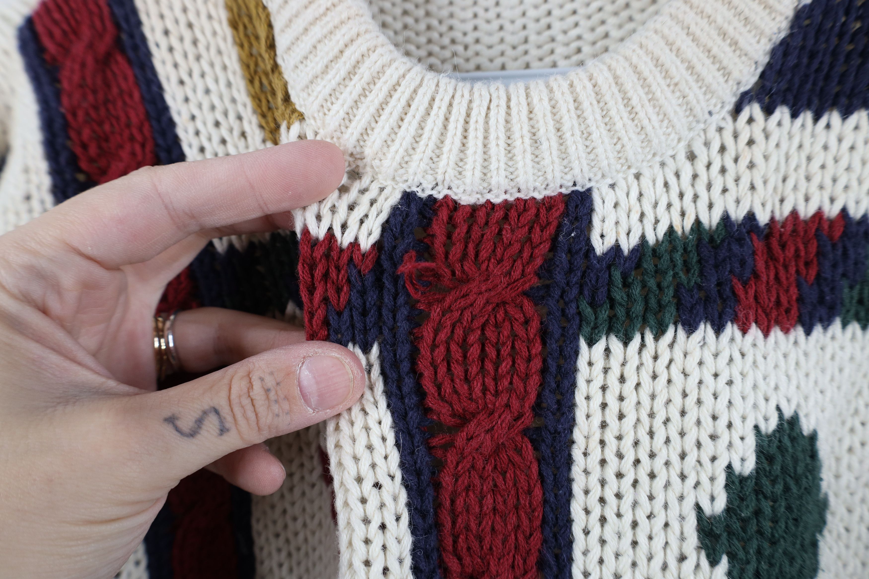 Vintage Vintage 90s Coogi Style Rainbow Checkered Cable Knit Sweater Size M / US 6-8 / IT 42-44 - 6 Thumbnail