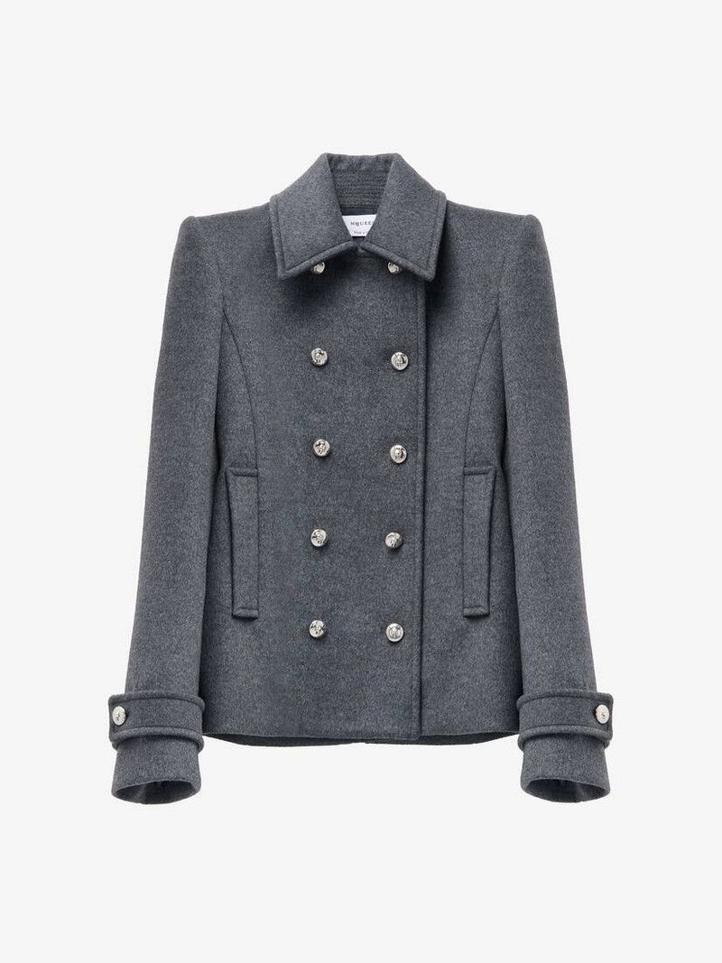 Alexander McQueen o1srvl11e0226 Tailored Peacoat In Grey Size XL / US 12-14 / IT 48-50 - 1 Thumbnail