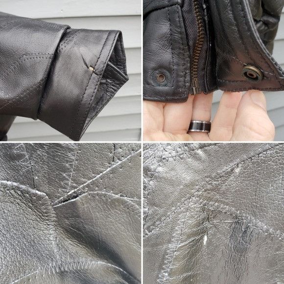 Vintage Vintage 90s y2k Black Leather Patchwork USAF Bomber Size US XL / EU 56 / 4 - 6 Thumbnail