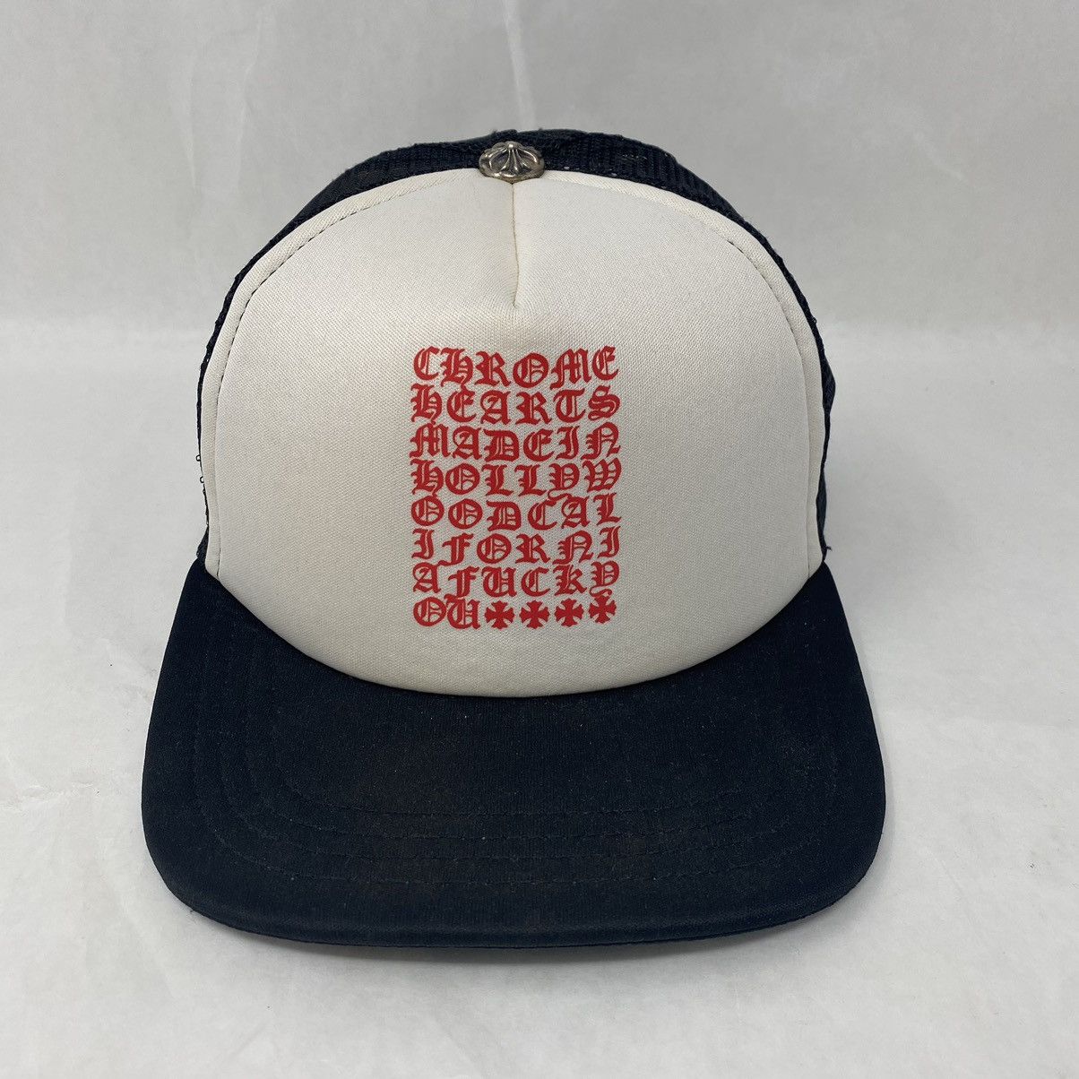 【人気/関税/送料込み】 Chrome Hearts Eyechart Trucker Hat Bl Chrome Hearts Chrome Hearts EyeChart Black Trucker Hat | Grailed