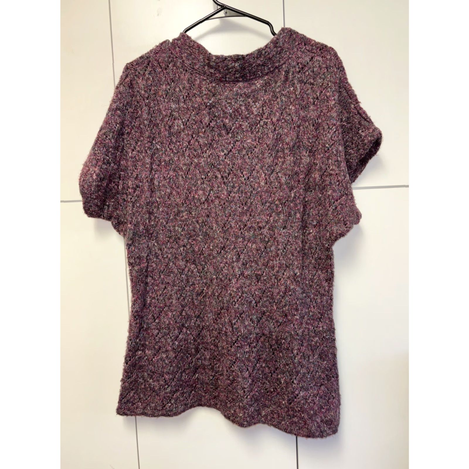 Coldwater Creek Coldwater Creek Women L Sweater Short Sleeve Purple Speckled Knit Pullover Size L / US 10 / IT 46 - 8 Thumbnail