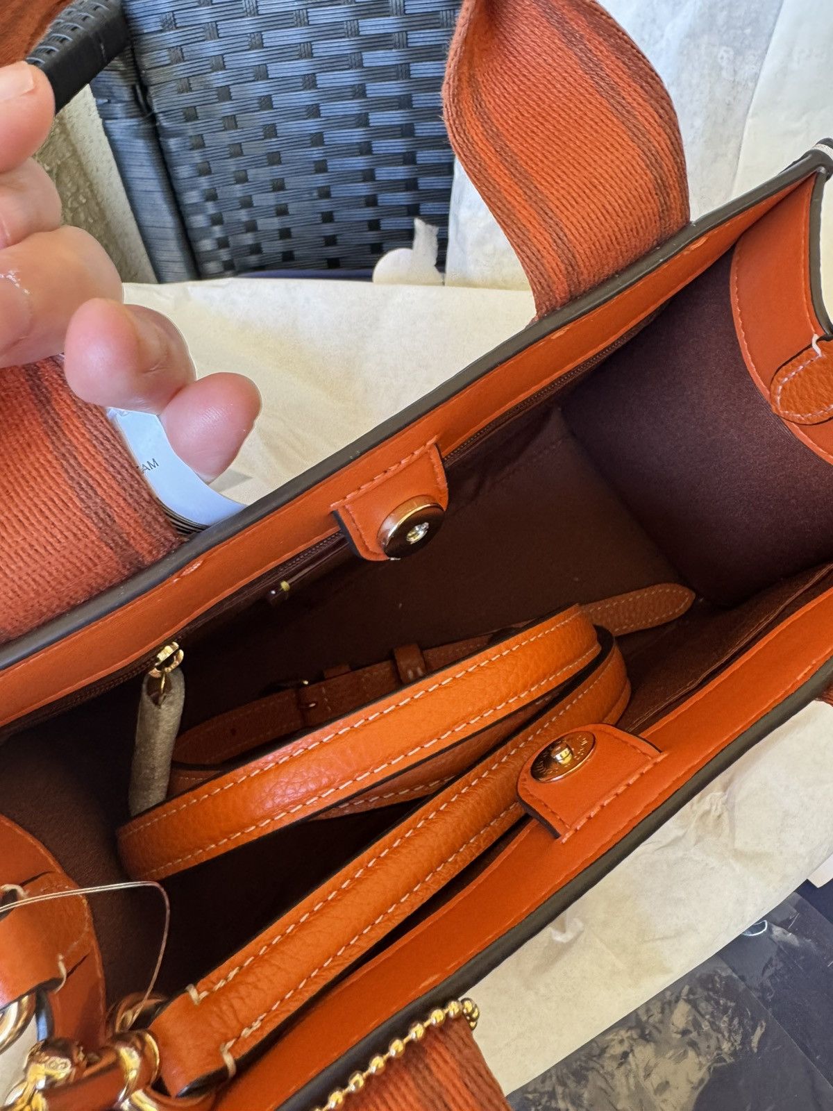 Coach NWT COACH Smith Tote Bag 24 With Orange Print CAR81 Size ONE SIZE - 6 Thumbnail