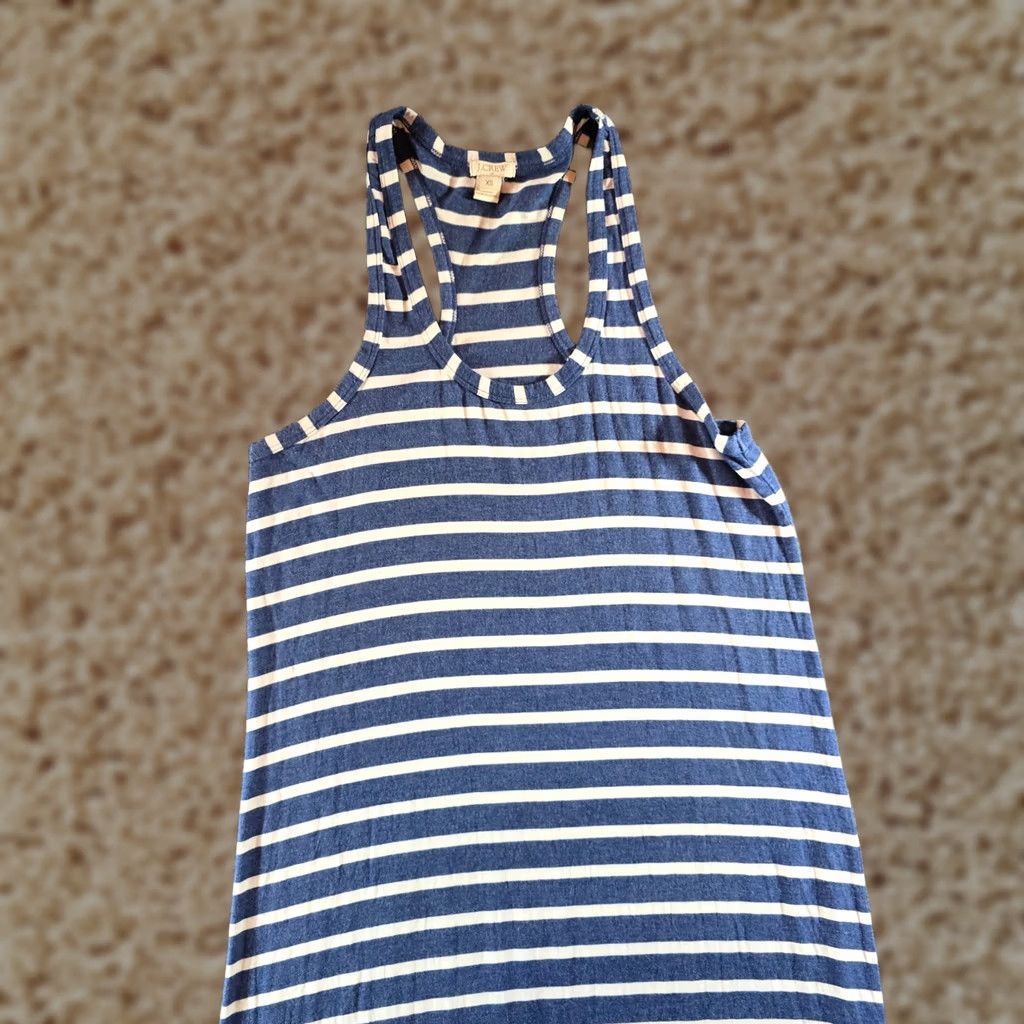 J.Crew J.CREW Dress Womens XS Blue White Striped Maxi Sleeveless Casual Stretch Knit Modal Maxi Dress Size XS / US 0-2 / IT 36-38 - 1 Thumbnail