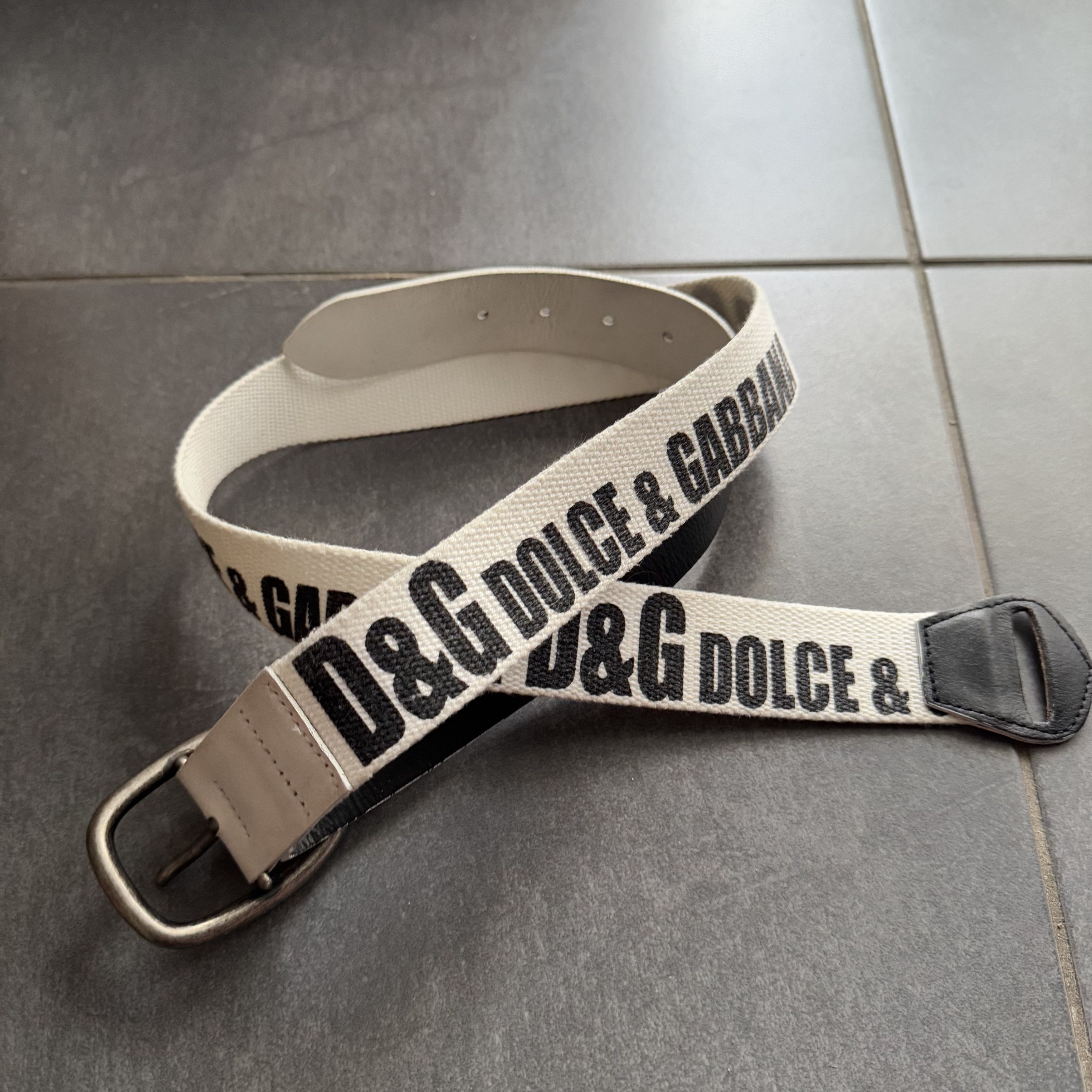 Dolce & Gabbana Dolce Gabbana white black nylon leather belt Vintage Monogra Size ONE SIZE - 1 Thumbnail