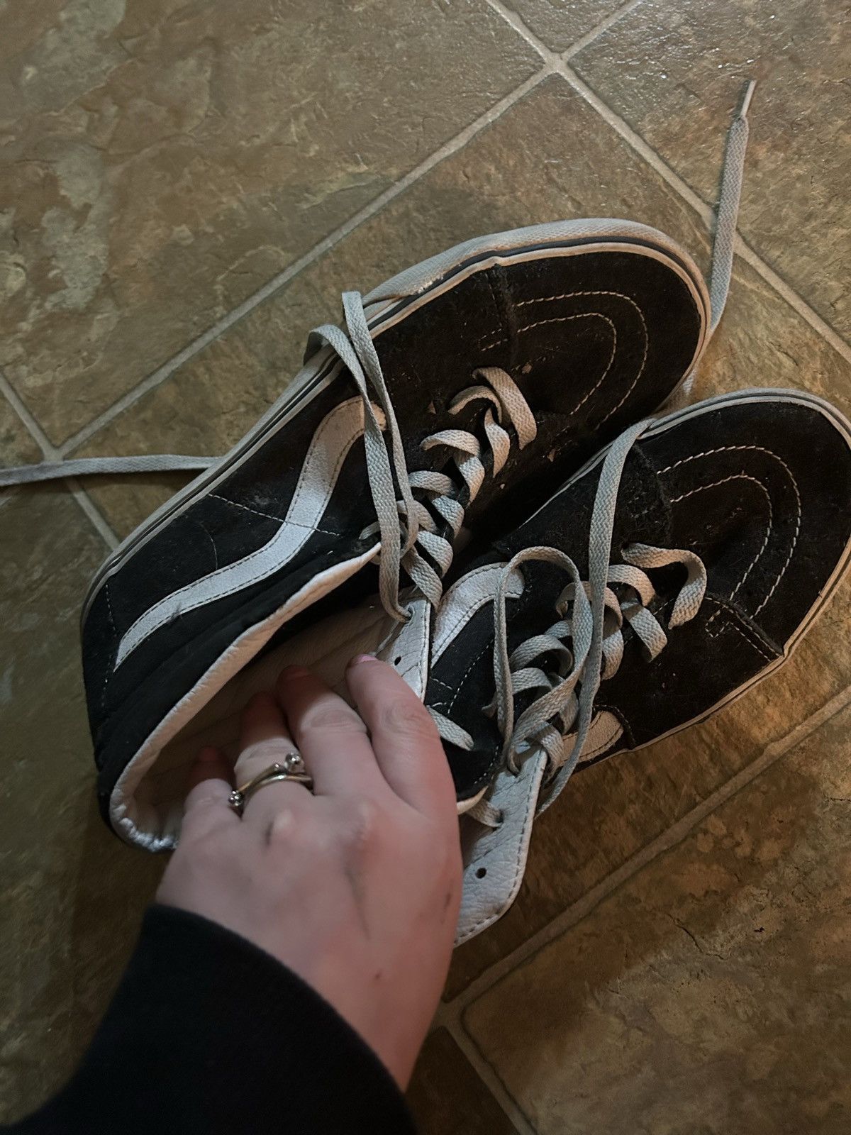 Vans × Vintage B&W HI TOP VANS SNEAKERS Size US 9 / EU 42 - 2 Thumbnail