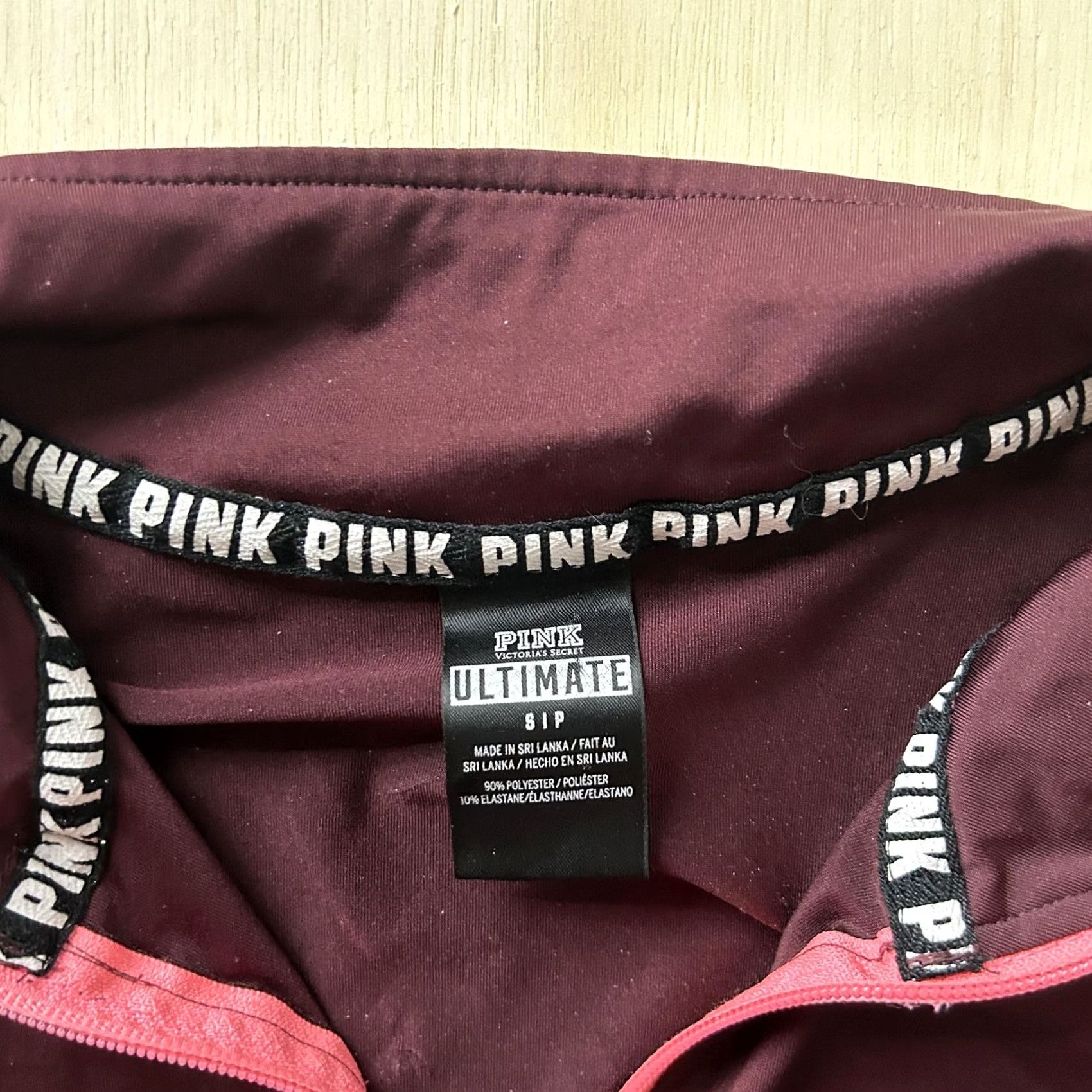 Pinko Victoria's Secret PINK Pullover Womens Small Red 1/4 Zip Long Sleeve Mock Neck Gym & Training Size S / US 4 / IT 40 - 2 Thumbnail