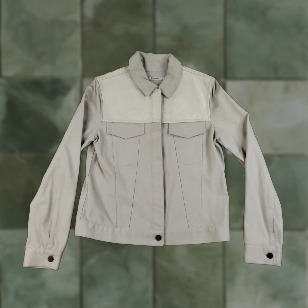 Alexander Wang Alexander Wang Jacket Womens Medium Beige Denim Patch Trucker Stretch - Mens? Size M / US 6-8 / IT 42-44 - 1 Thumbnail