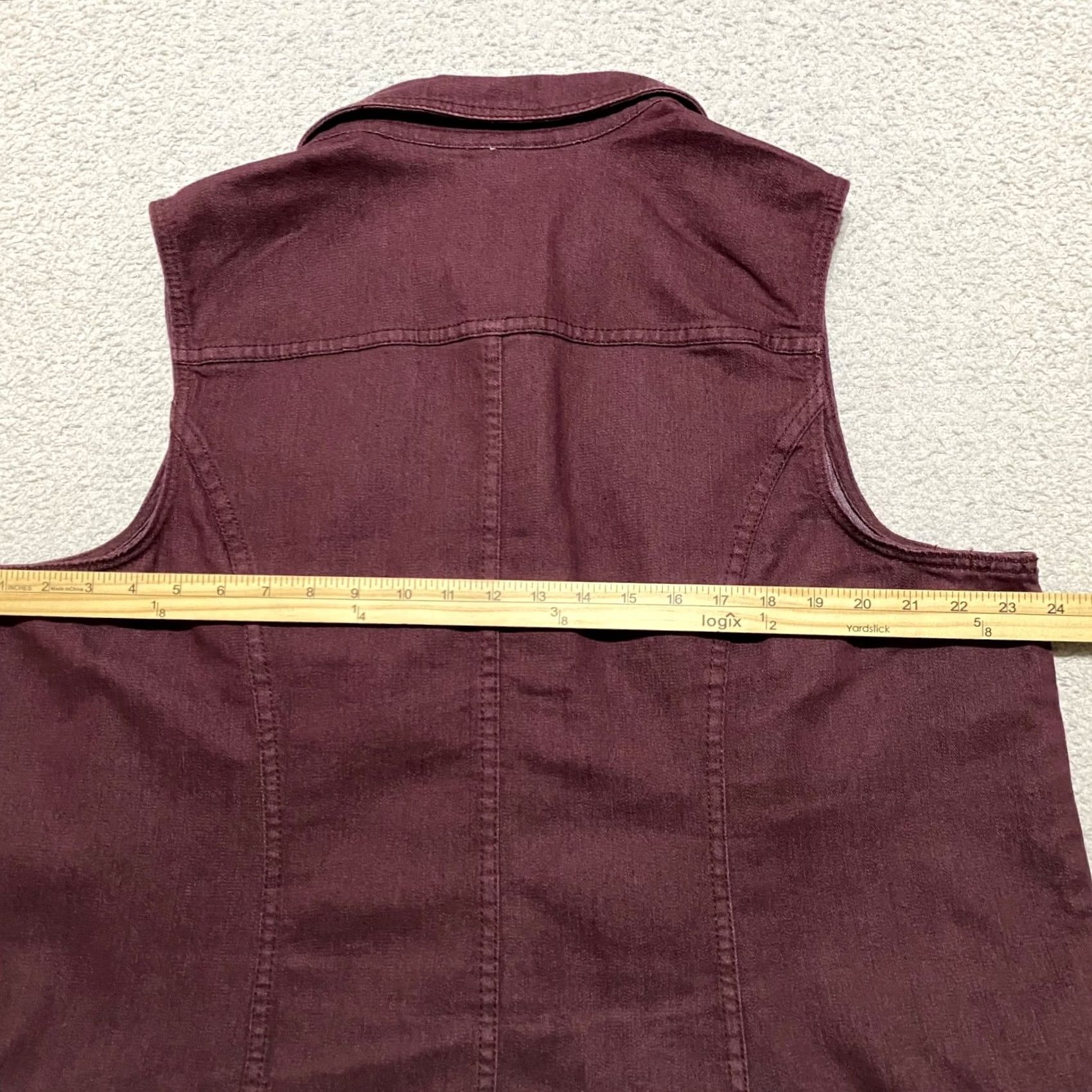 Denime Cj Banks Womens Plus 2X Red Denim Vest Jacket Button Up Ruffled Size XXL / US 16-18 / IT 52-54 - 7 Thumbnail
