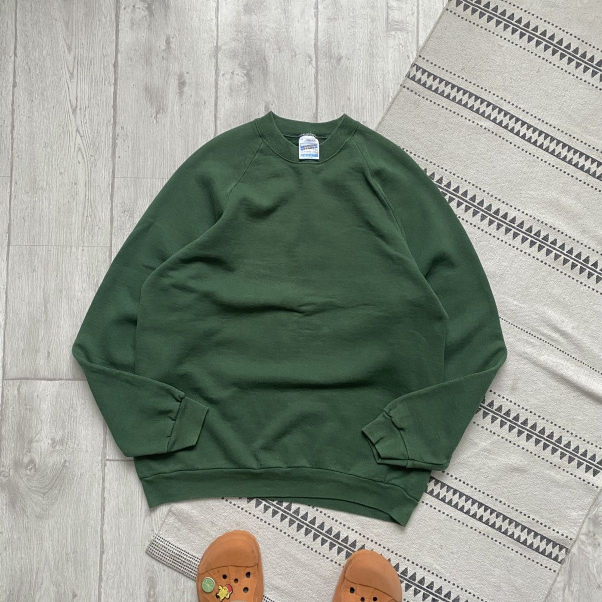 Hanes 🥦 Vintage 90s Green Blank Sweatshirt Screen Stars Crewneck Size US L / EU 52-54 / 3 - 7 Thumbnail