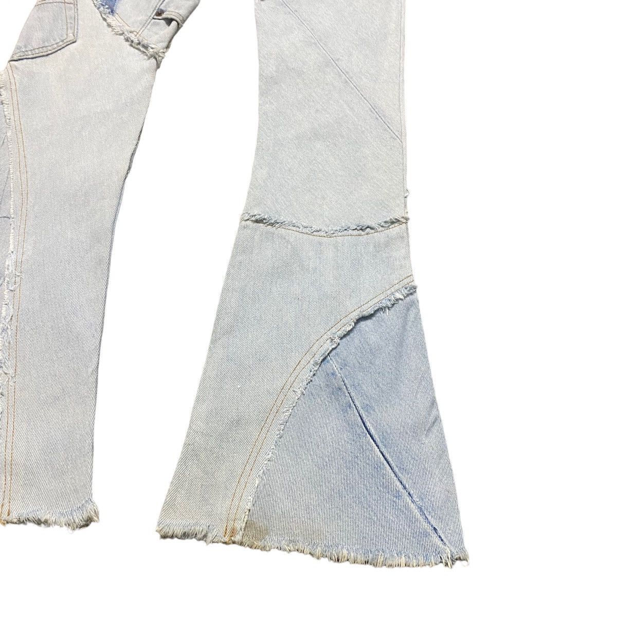 Japanese Brand JUNGLE CAT Reworked Recylce Paper Denim Flare Jeans Size US 28 / EU 44 - 16 Thumbnail