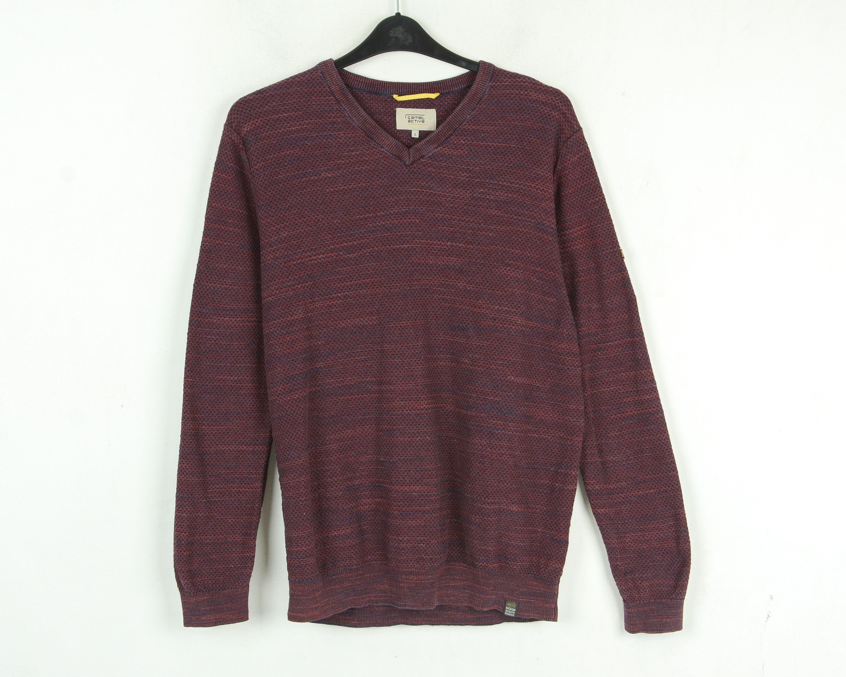 camel active Jumper Pullover Sweater V-Neck Knitted Cotton Dark Red Top Size US L / EU 52-54 / 3 - 1 Thumbnail