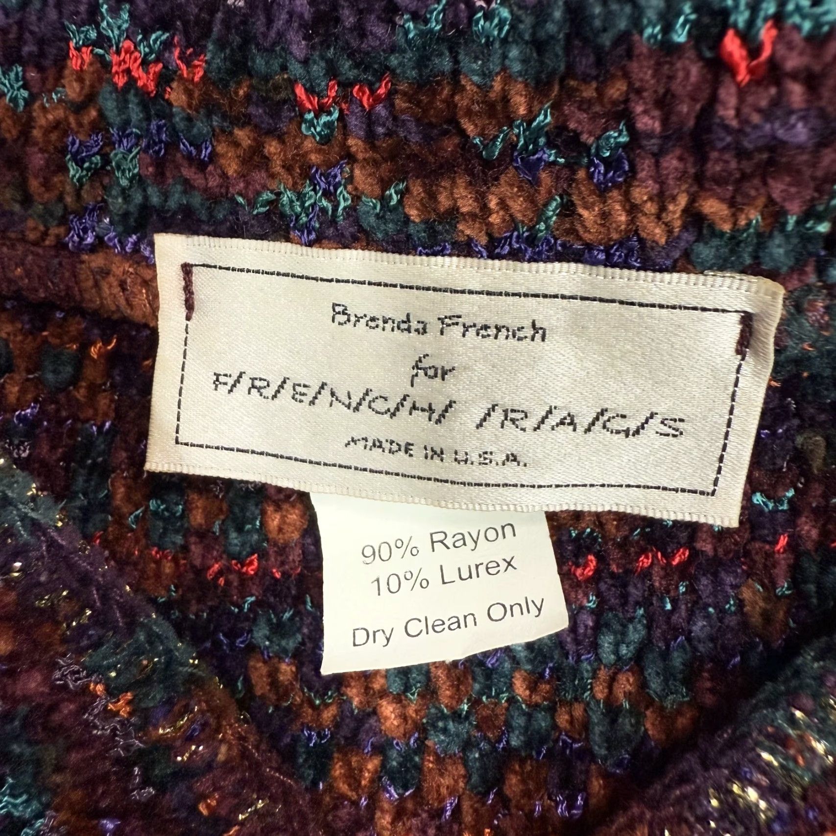 Vintage Brenda French for French Rags Cardigan Sweater Red and Purple Womens Sz 2 Long Sleeve Knit Lurex Rayon Zip Up Size XS / US 0-2 / IT 36-38 - 6 Thumbnail