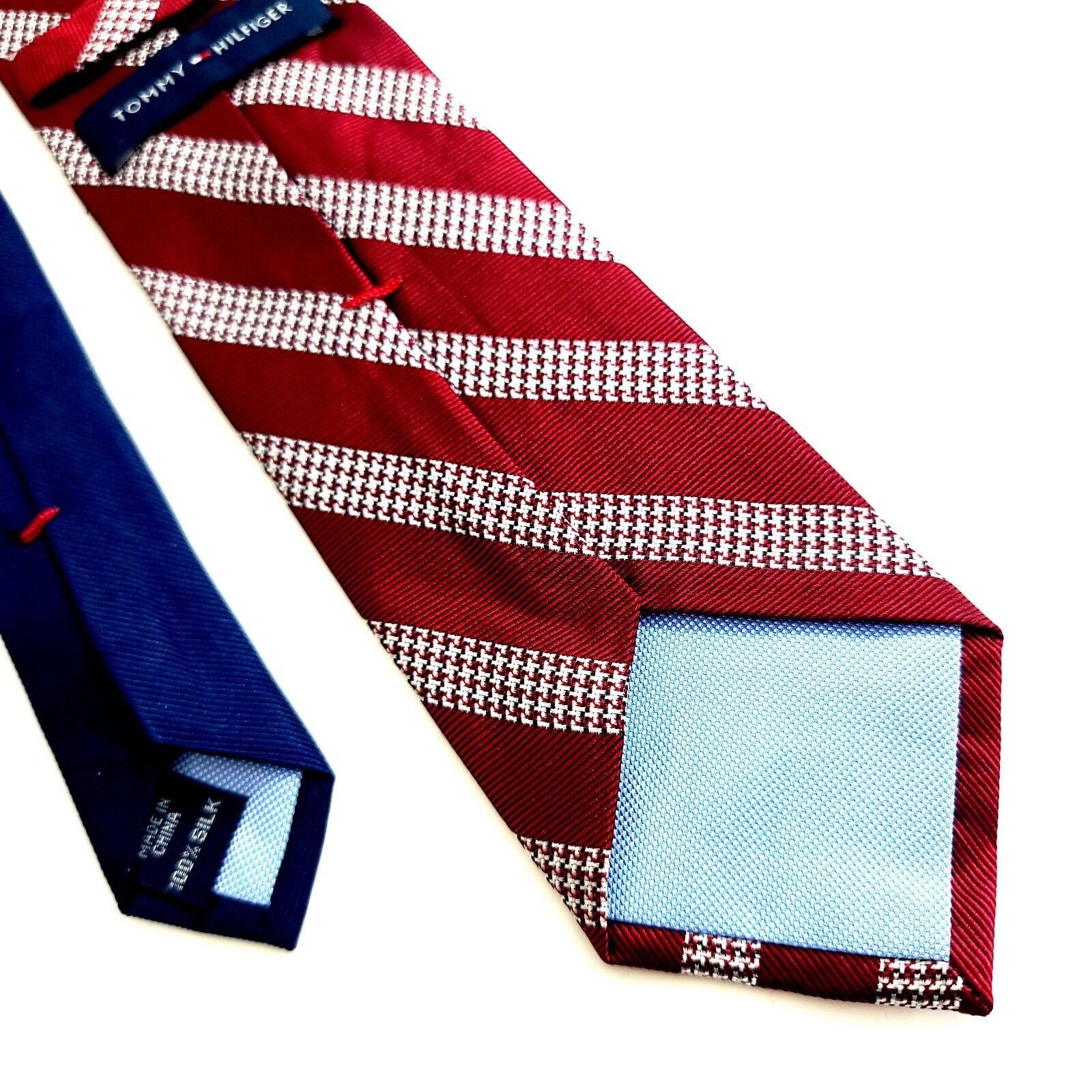 Tommy Hilfiger Tommy Hilfiger Red White Striped Plaid Woven Skinny Silk Tie Size ONE SIZE - 5 Thumbnail