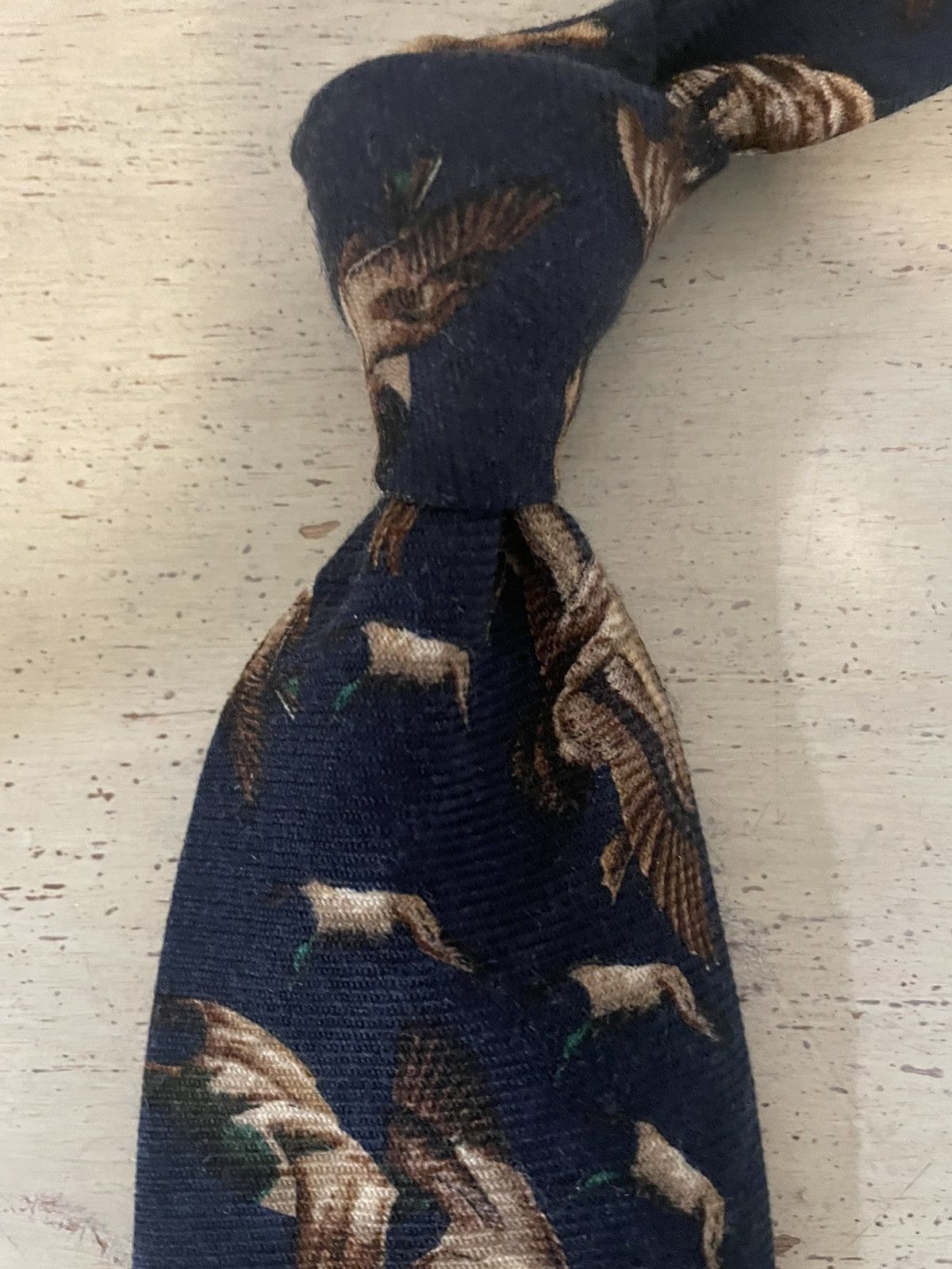 Paul Stuart × Vintage Rare Flying Mallard Print Wool Tie Size ONE SIZE - 4 Thumbnail