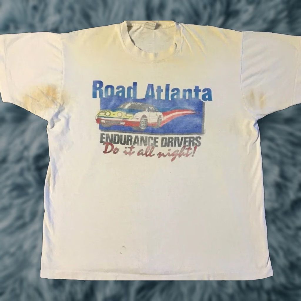 Vintage VINTAGE Road Atlanta Drivers Do It All Night Thrashed Faded Shirt XL White Nike Shirt? Size US XL / EU 56 / 4 - 1 Thumbnail