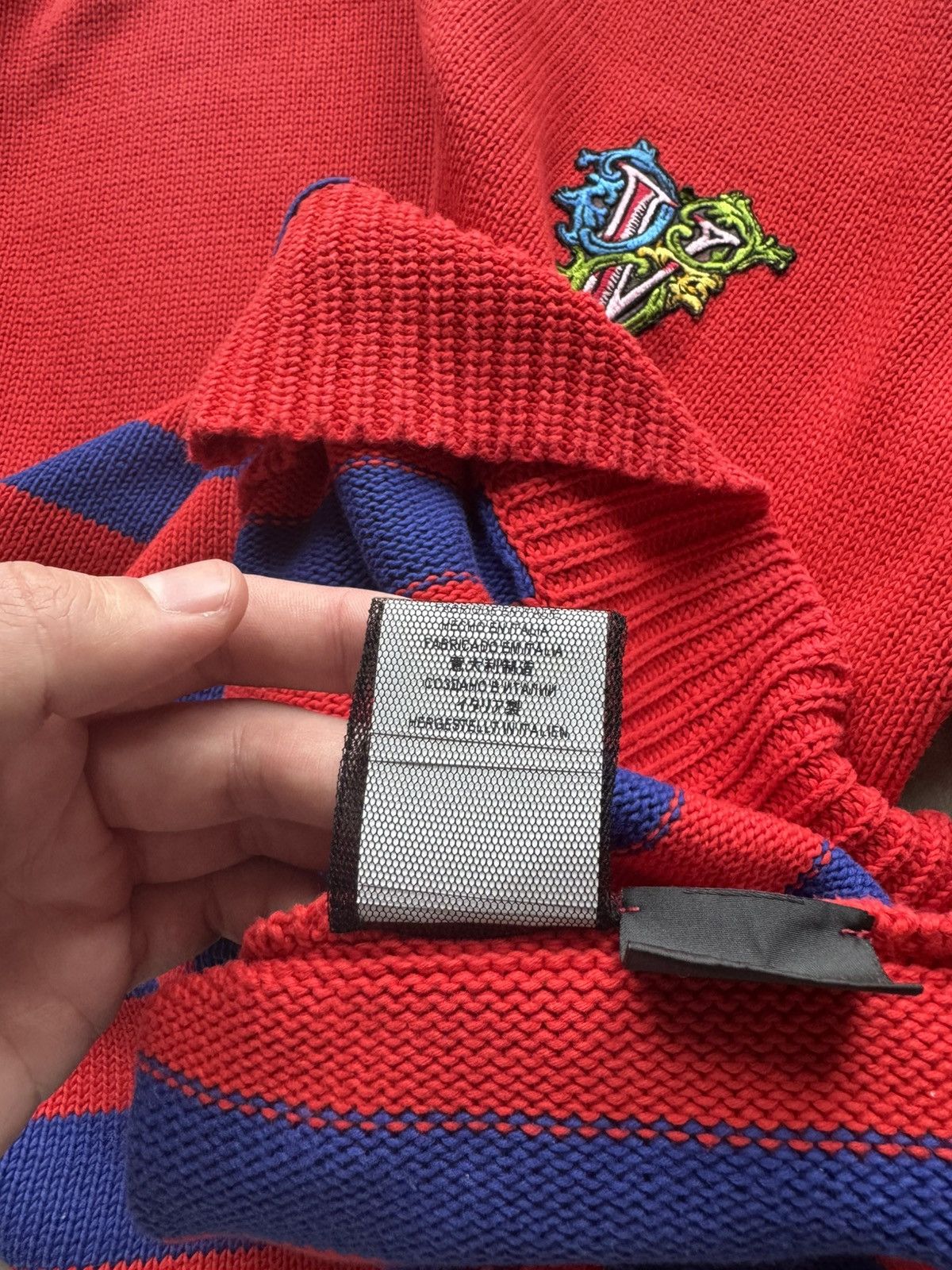Versace Versace Striped Red Men’s 50 Size Cotton Knited Sweatshirt Sweater Pullover Size US L / EU 52-54 / 3 - 12 Thumbnail
