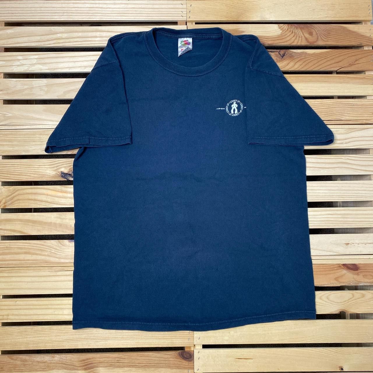 Fruit Of The Loom Vintage Cowboy Up Navy Blue Country Tee Size Large Size US L / EU 52-54 / 3 - 2 Thumbnail