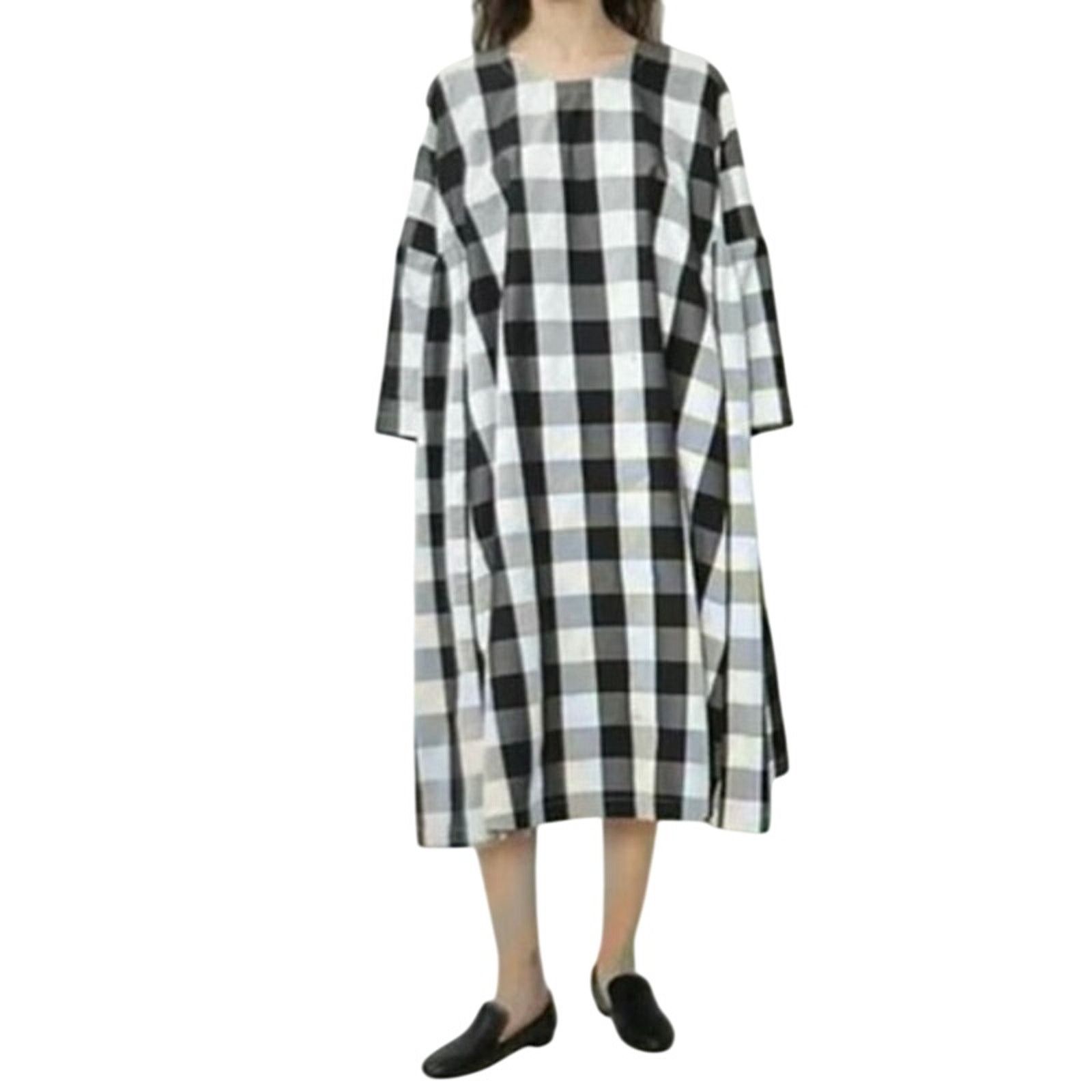 Other Veritecoeur Black White Gingham Cotton Dress One Size Size ONE SIZE - 1 Thumbnail