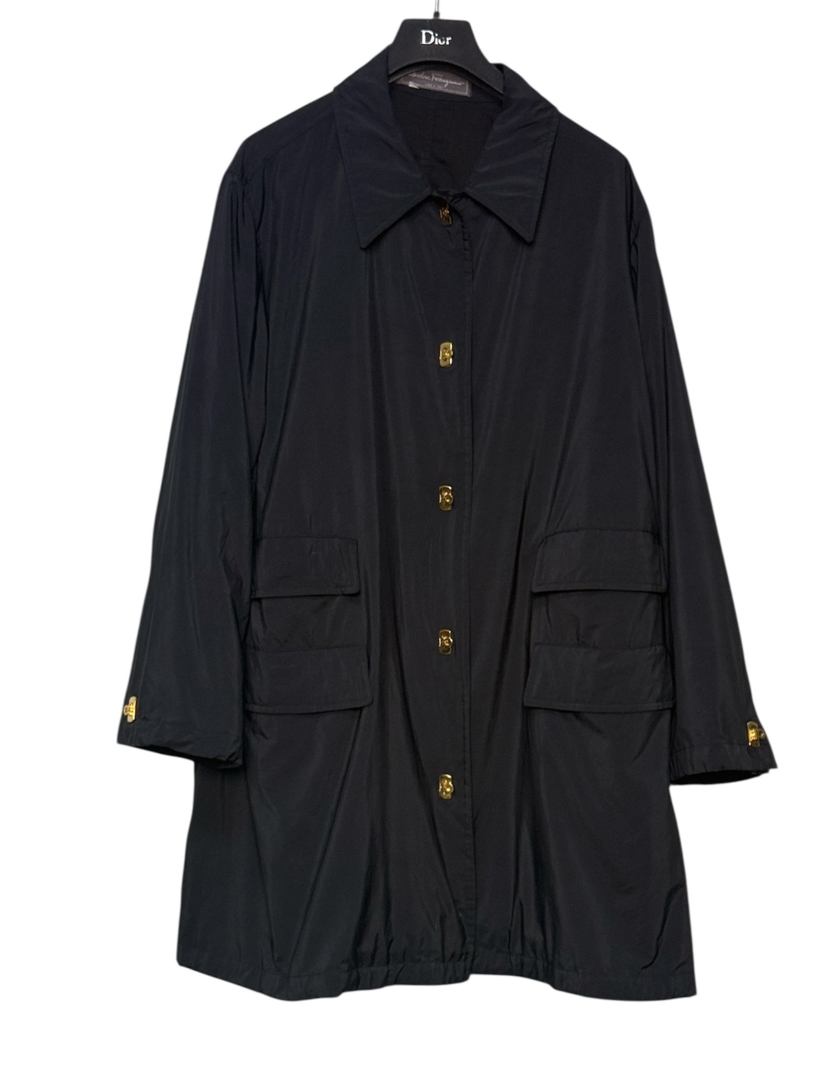 🔥 rare Salvatore Ferragamo nylon black coat jacket size L