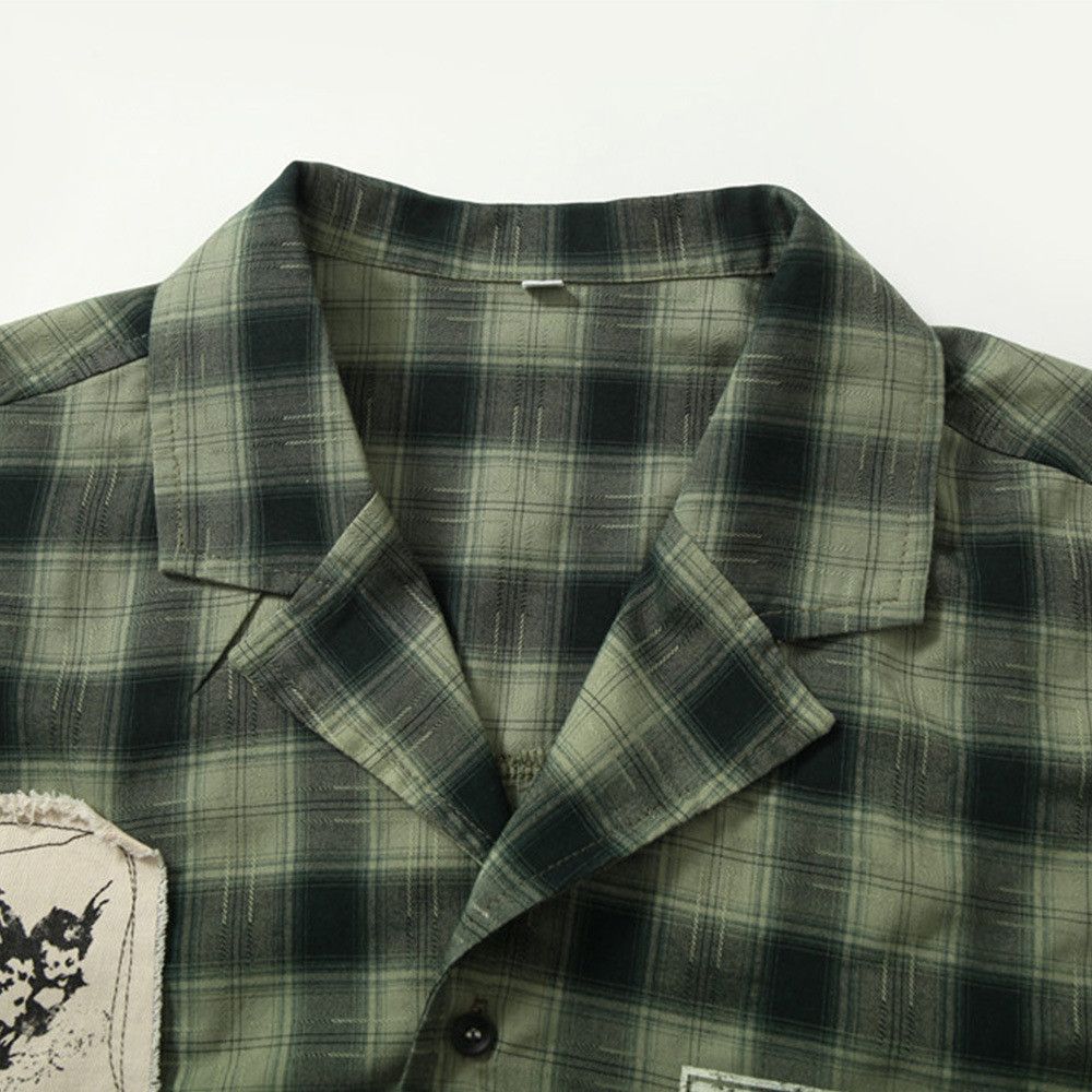 Japanese Brand × Vintage Men's summer patch embroidered plaid loose check shirt Size US M / EU 48-50 / 2 - 3 Thumbnail