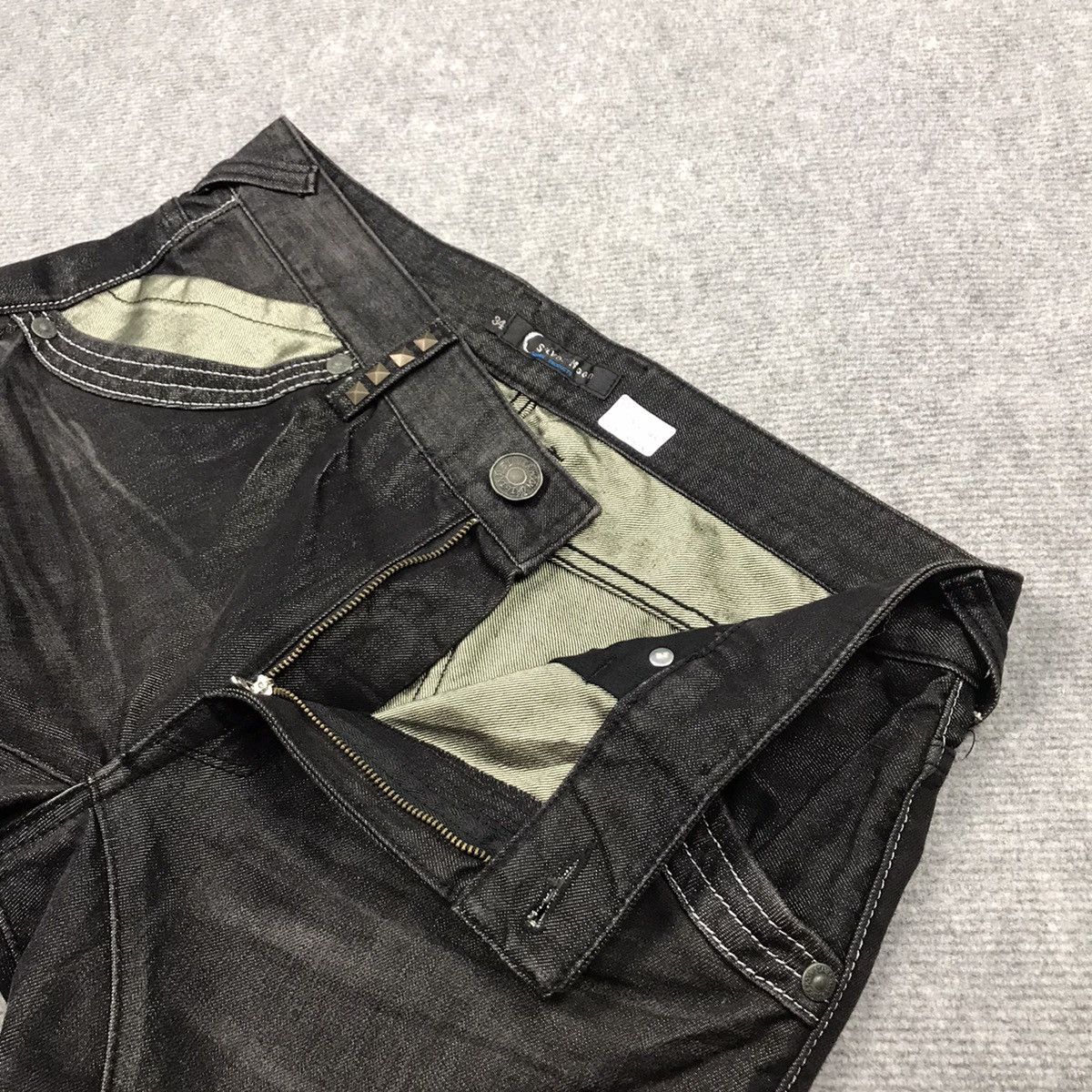 Japanese Brand 🔥SILVER MOON BLACK FADED DENIM PANTS Size US 33 - 13 Thumbnail